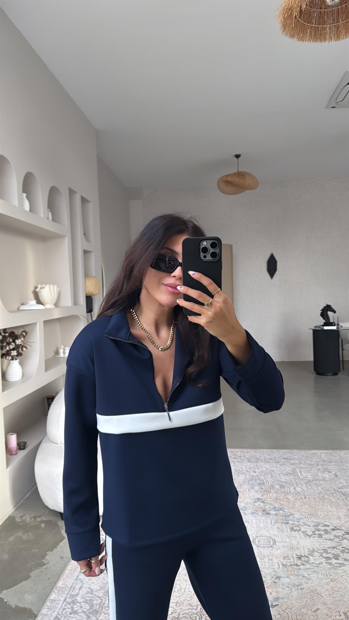 Lacivert Beyaz Şeritli Ntw Takım