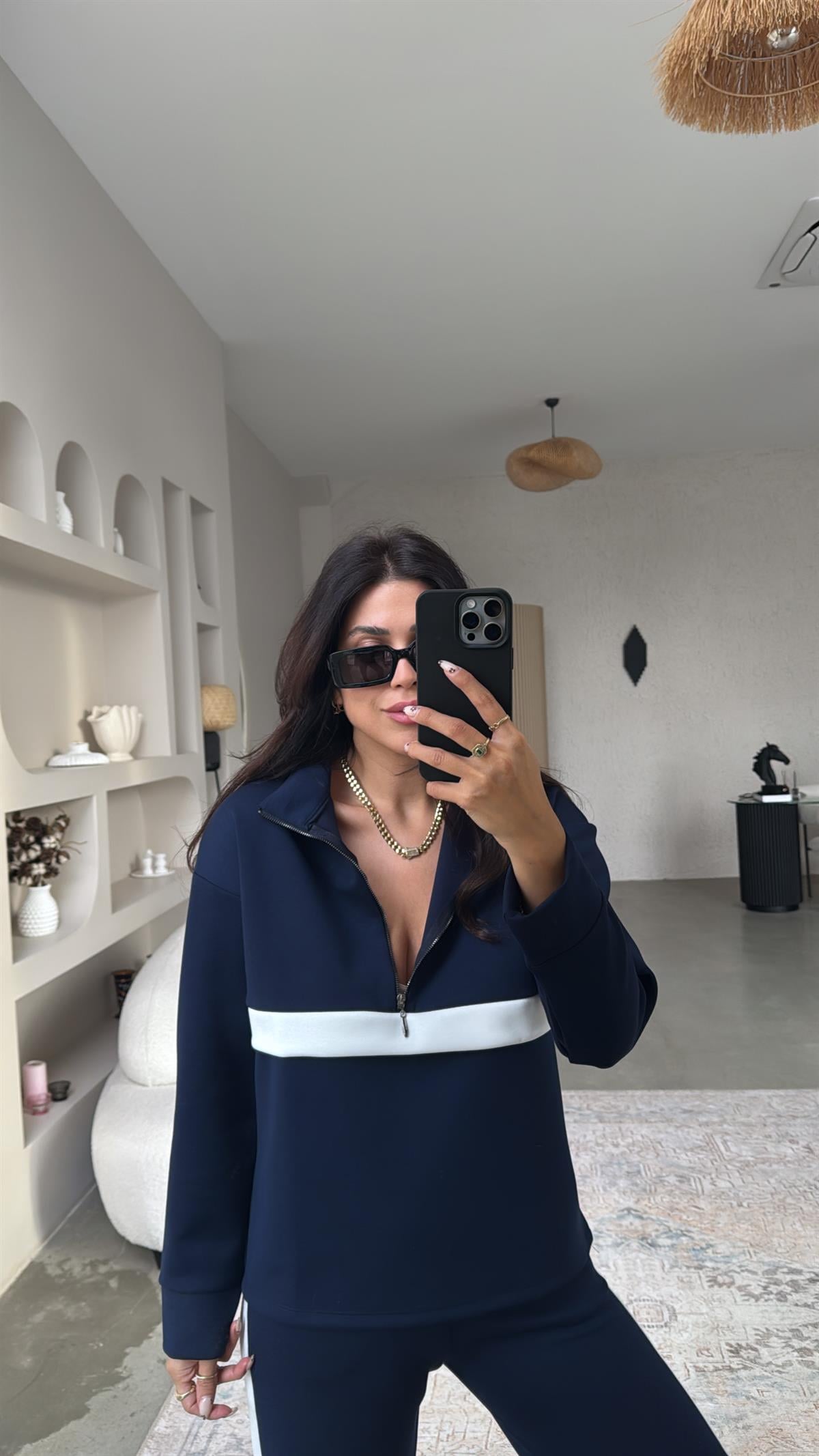 Lacivert Beyaz Şeritli Ntw Takım