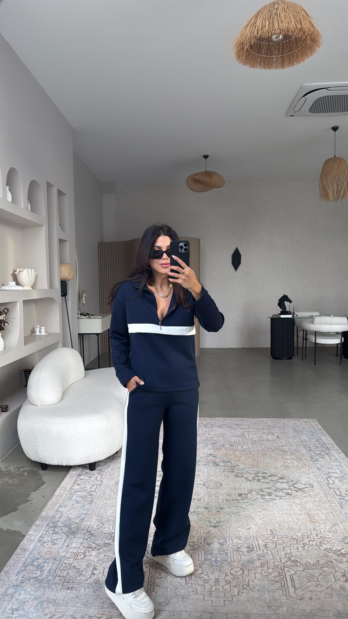 Lacivert Beyaz Şeritli Ntw Takım