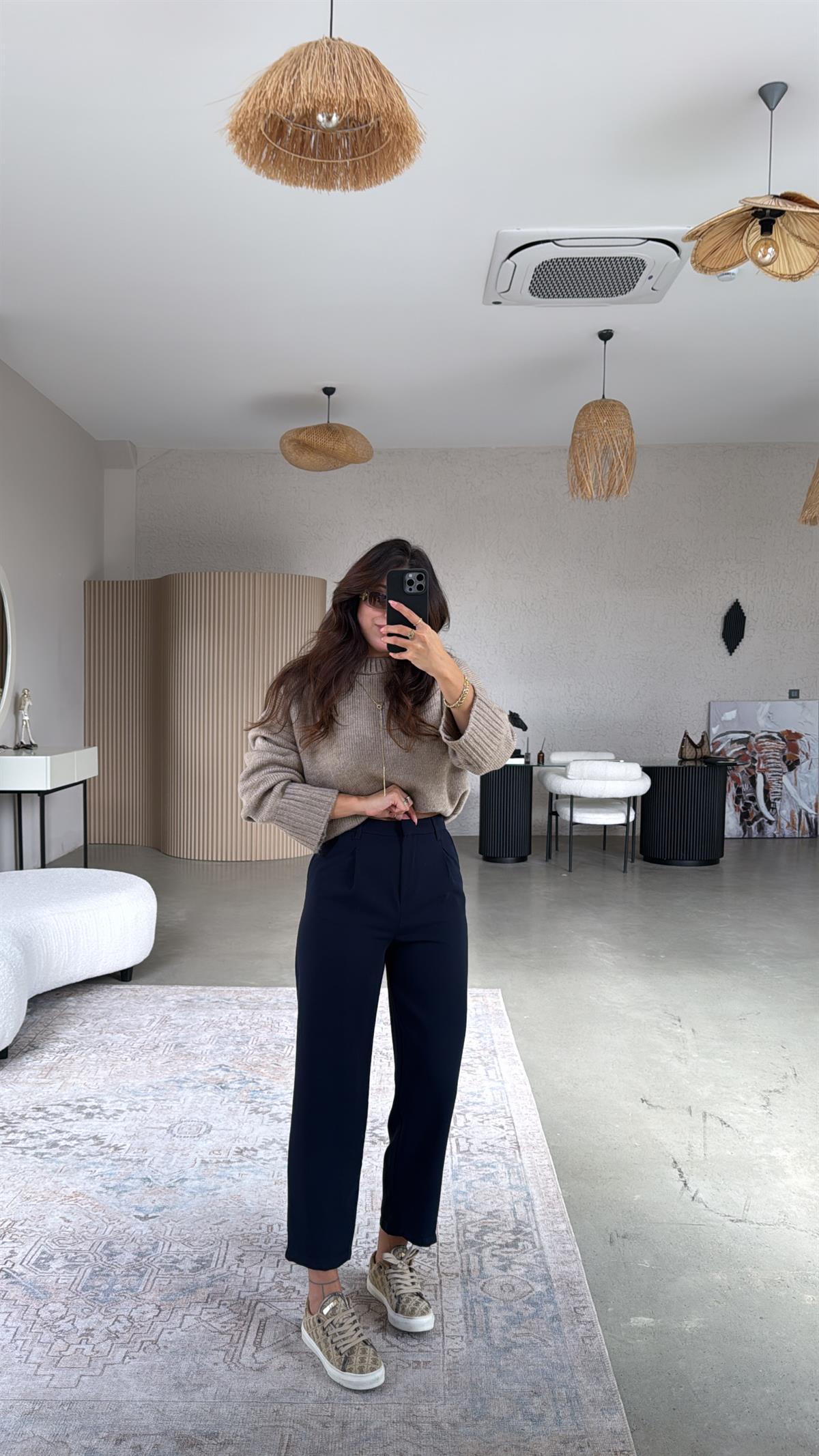 Lacivert Bilek Kumaş Pantolon