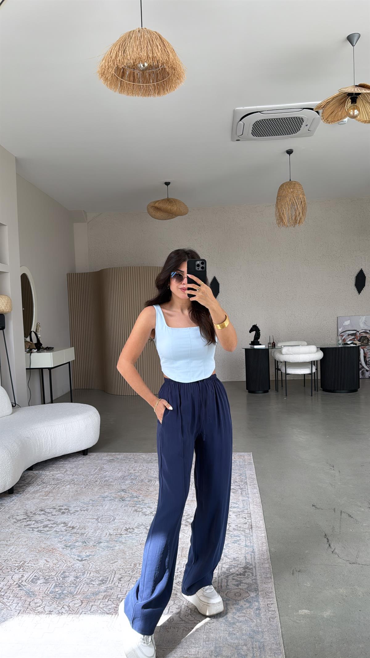 Lacivert Bol Paça Massi Pantolon