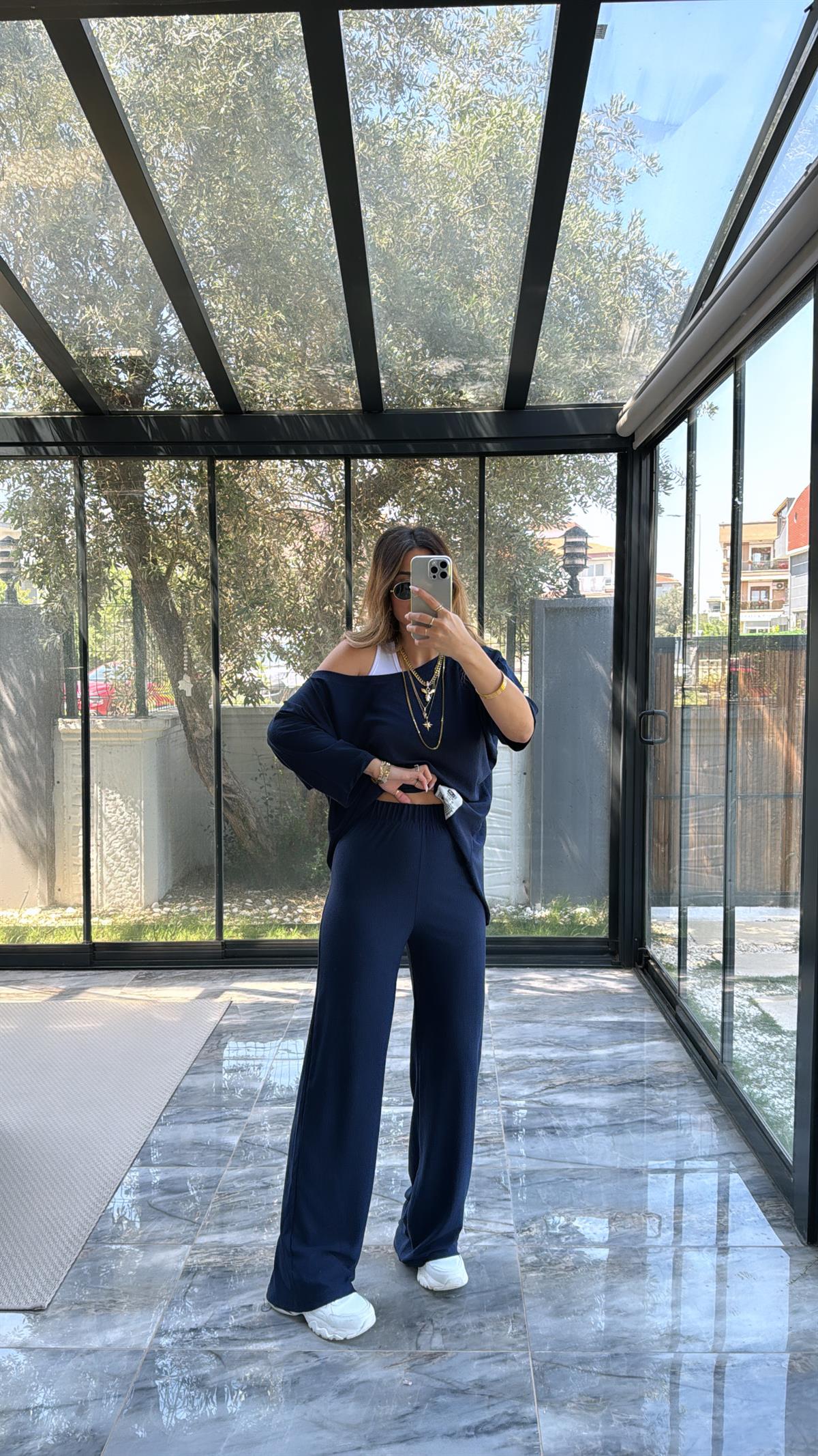 Lacivert Bürümcük Üçlü Takım