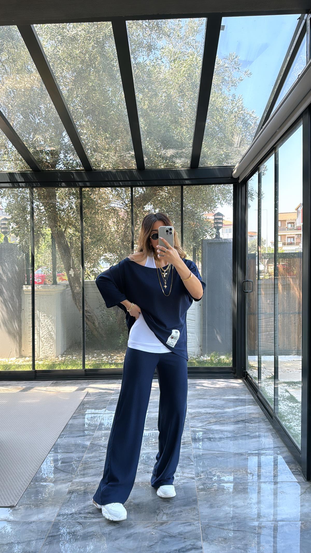 Lacivert Bürümcük Üçlü Takım