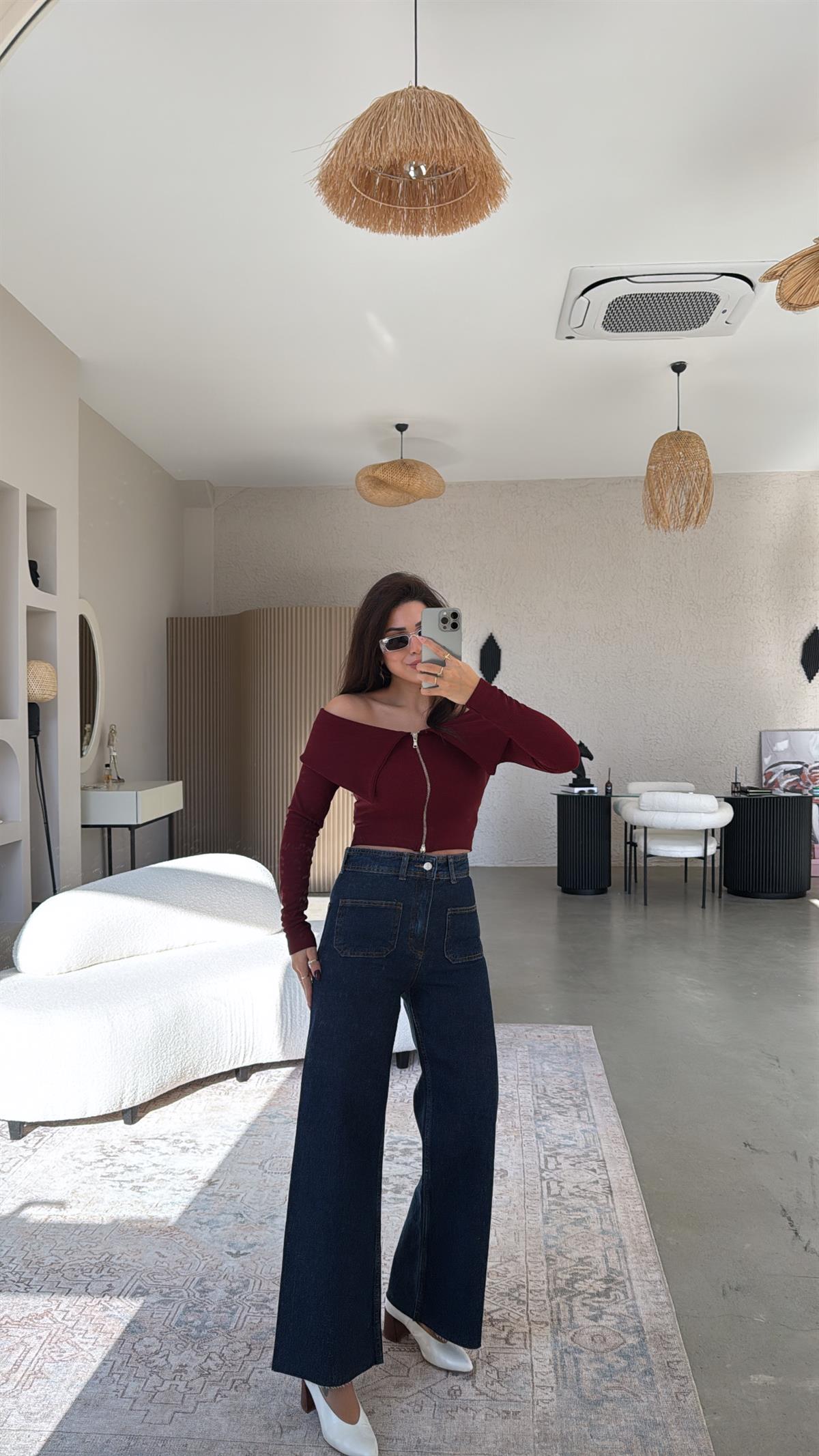 Lacivert Çift Cep Detaylı Jean