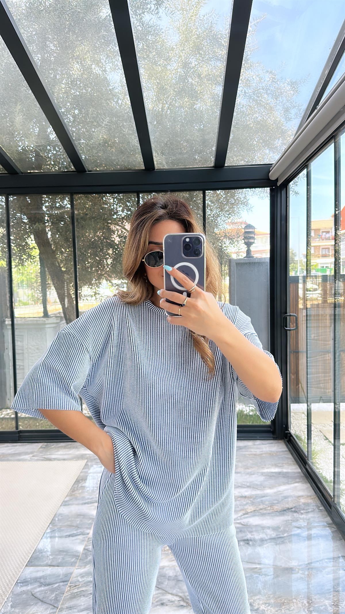 Lacivert Çizgili Premium Takım