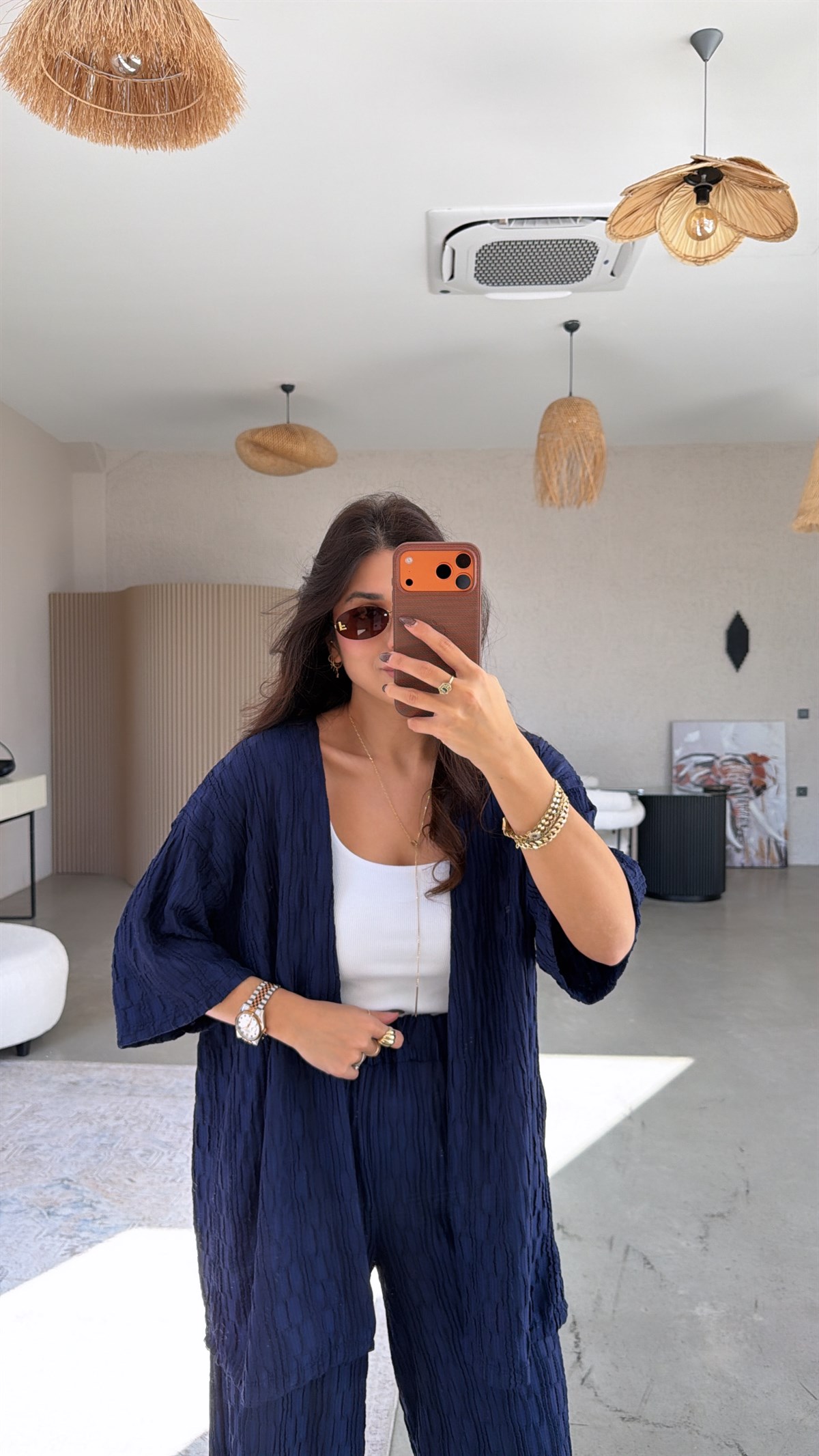 Lacivert Dokulu Ceketli Takım