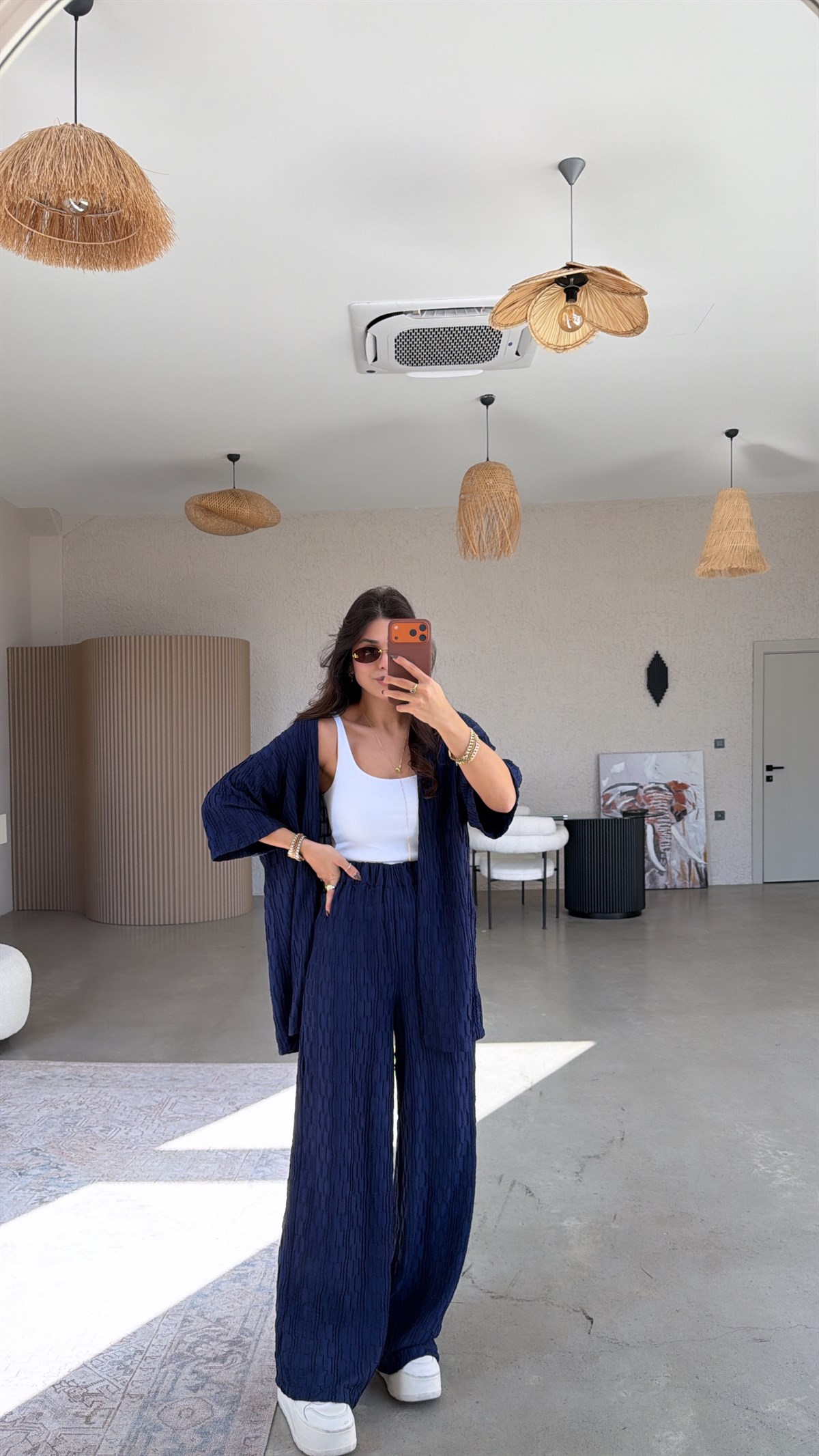 Lacivert Dokulu Ceketli Takım