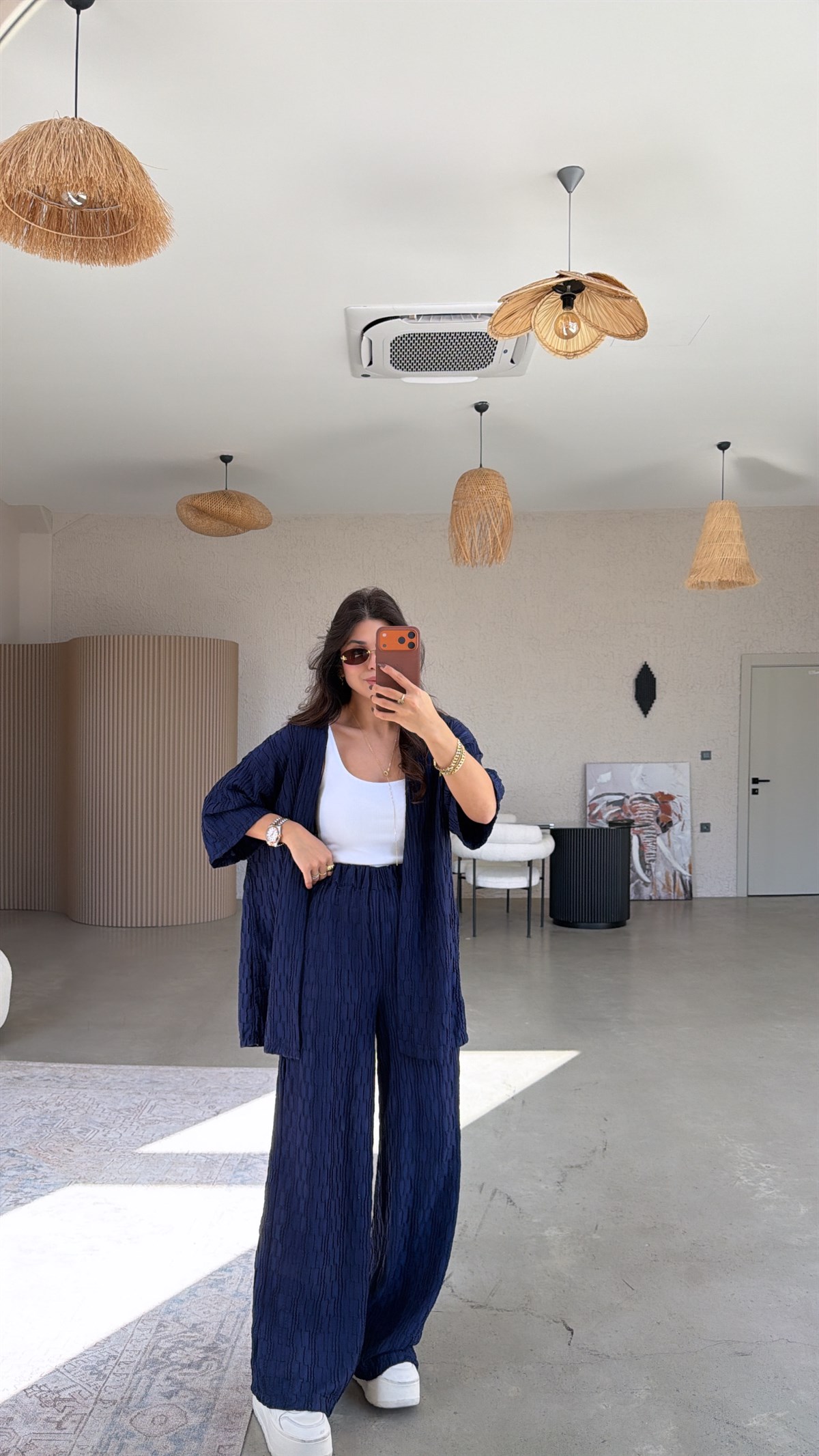 Lacivert Dokulu Ceketli Takım