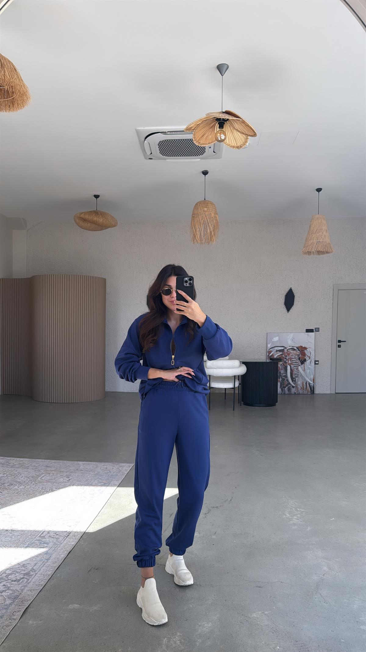 Lacivert Fermuarlı Sweatli Aksesuarlı Eşofman Takımı