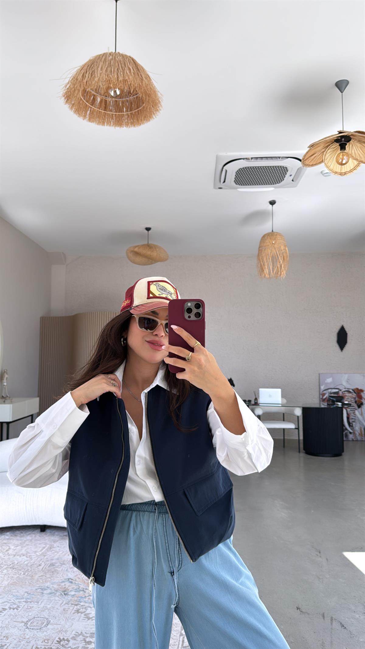 Lacivert Fermuarlı Yelek