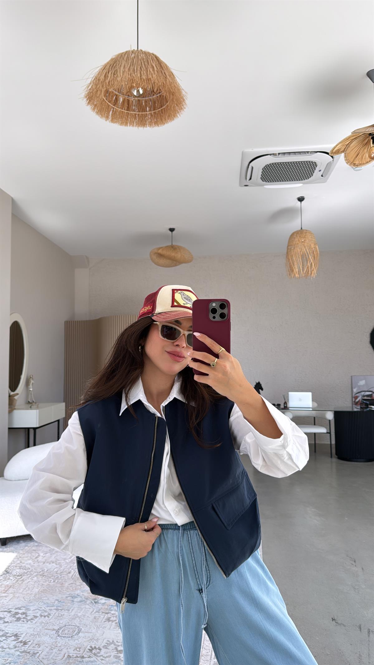 Lacivert Fermuarlı Yelek