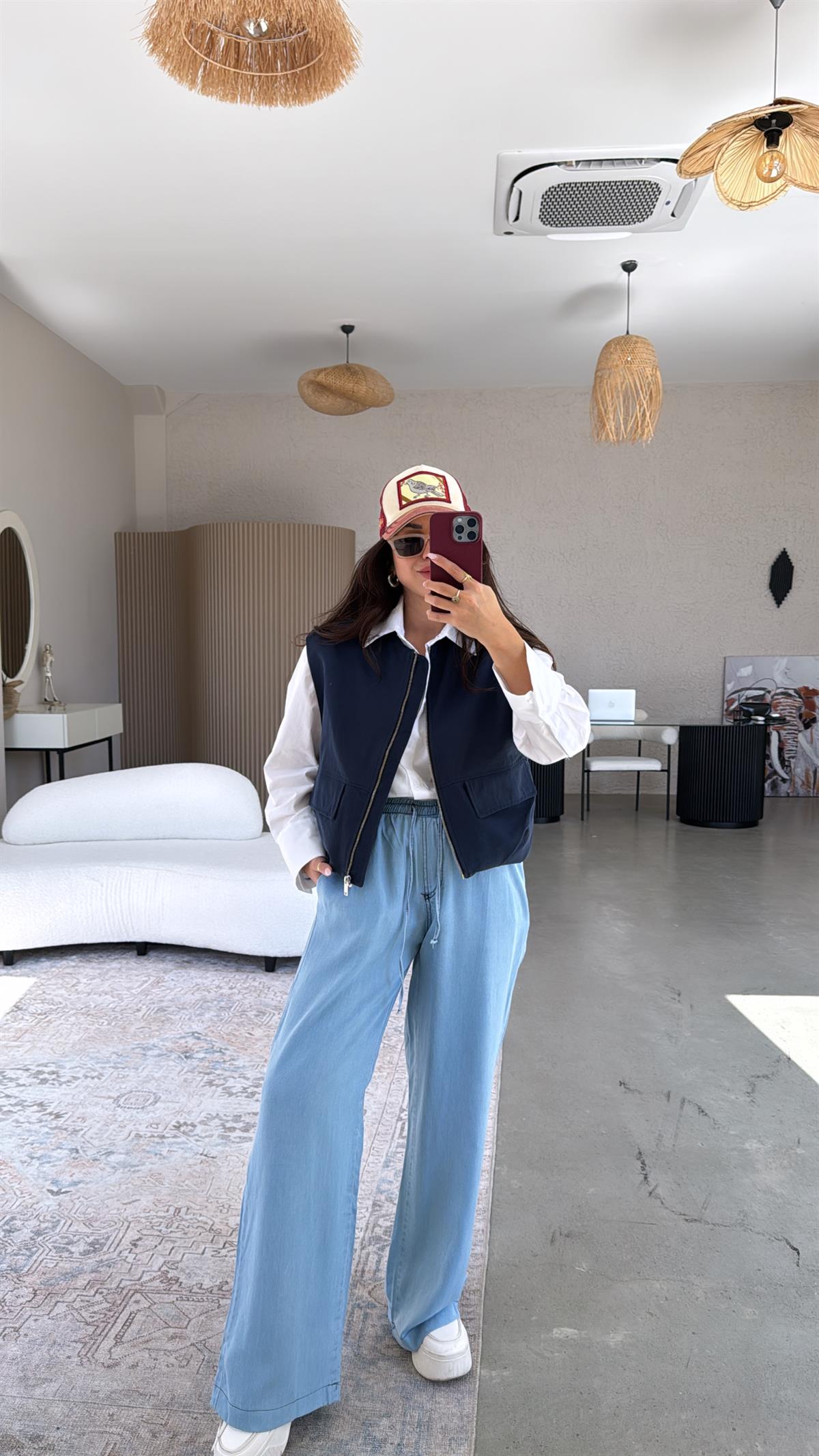 Lacivert Fermuarlı Yelek