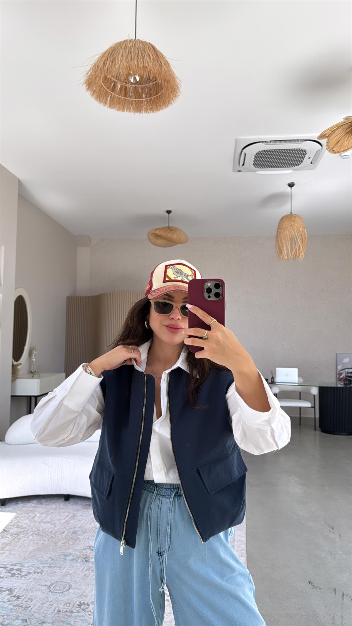 Lacivert Fermuarlı Yelek