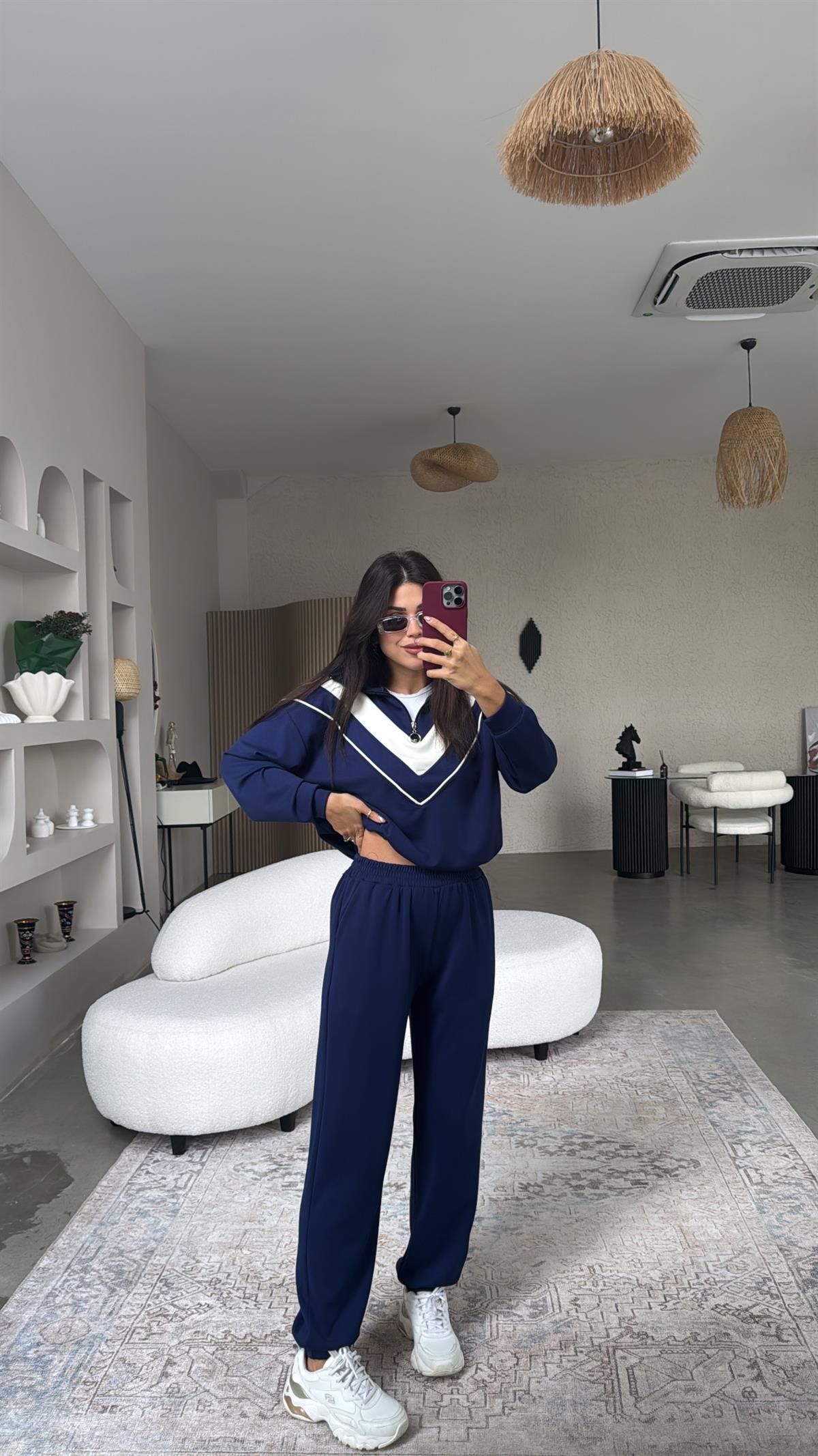 Lacivert Garnili Modal Takım