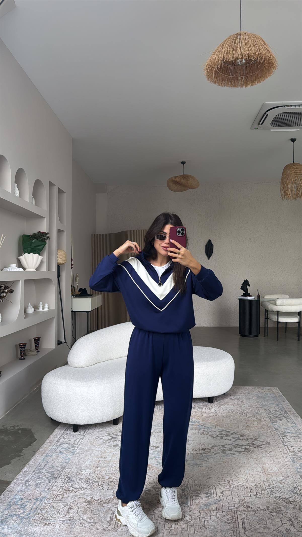 Lacivert Garnili Modal Takım