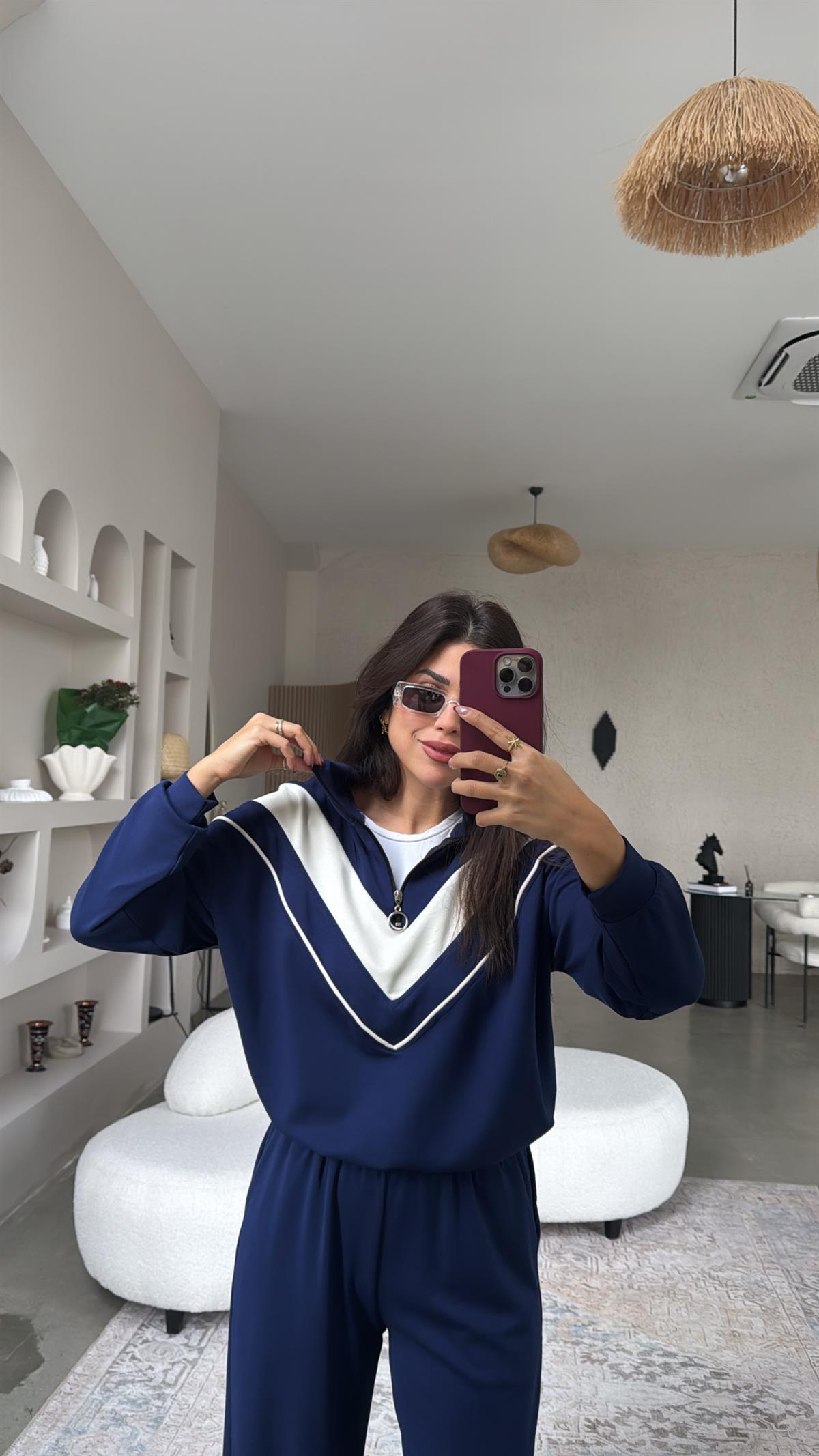 Lacivert Garnili Modal Takım