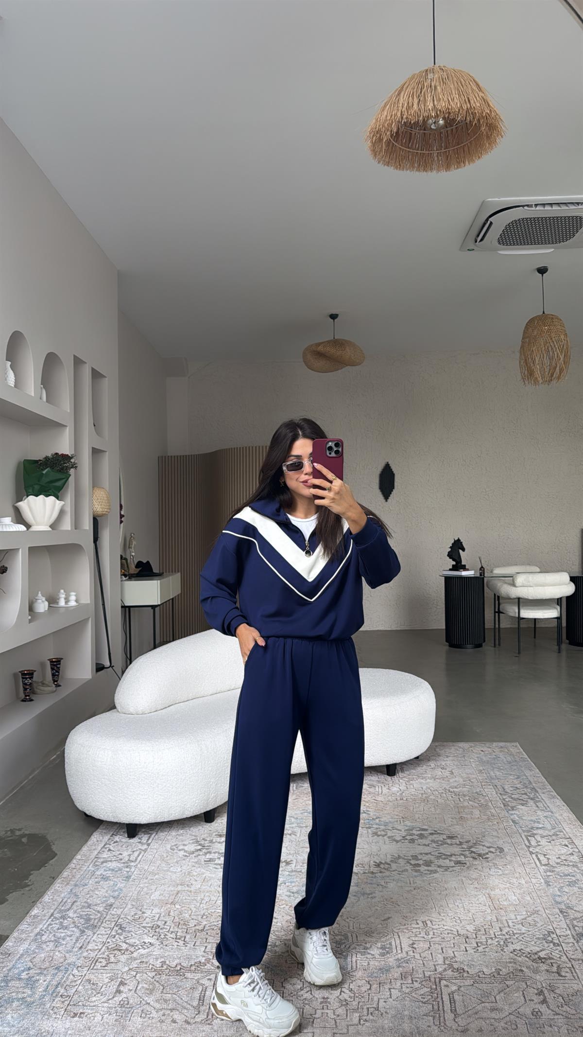 Lacivert Garnili Modal Takım