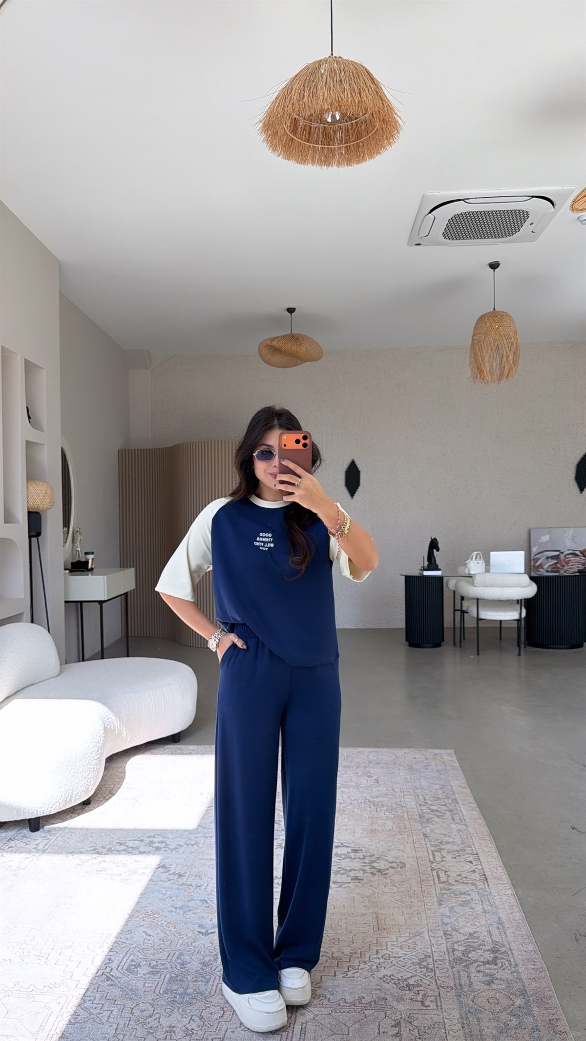 Lacivert Good Things Find You Modal Takım