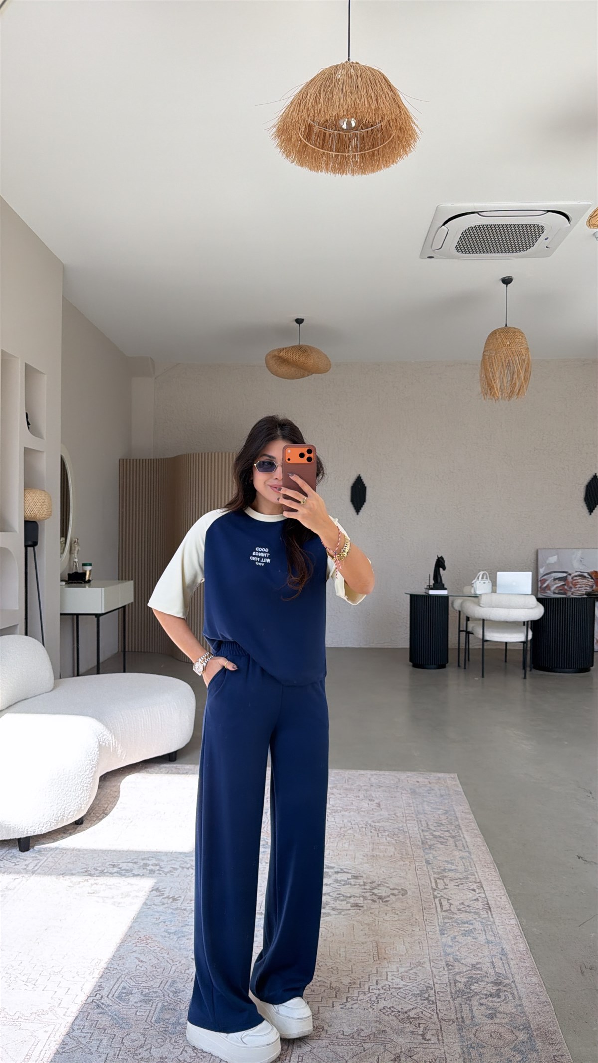 Lacivert Good Things Find You Modal Takım