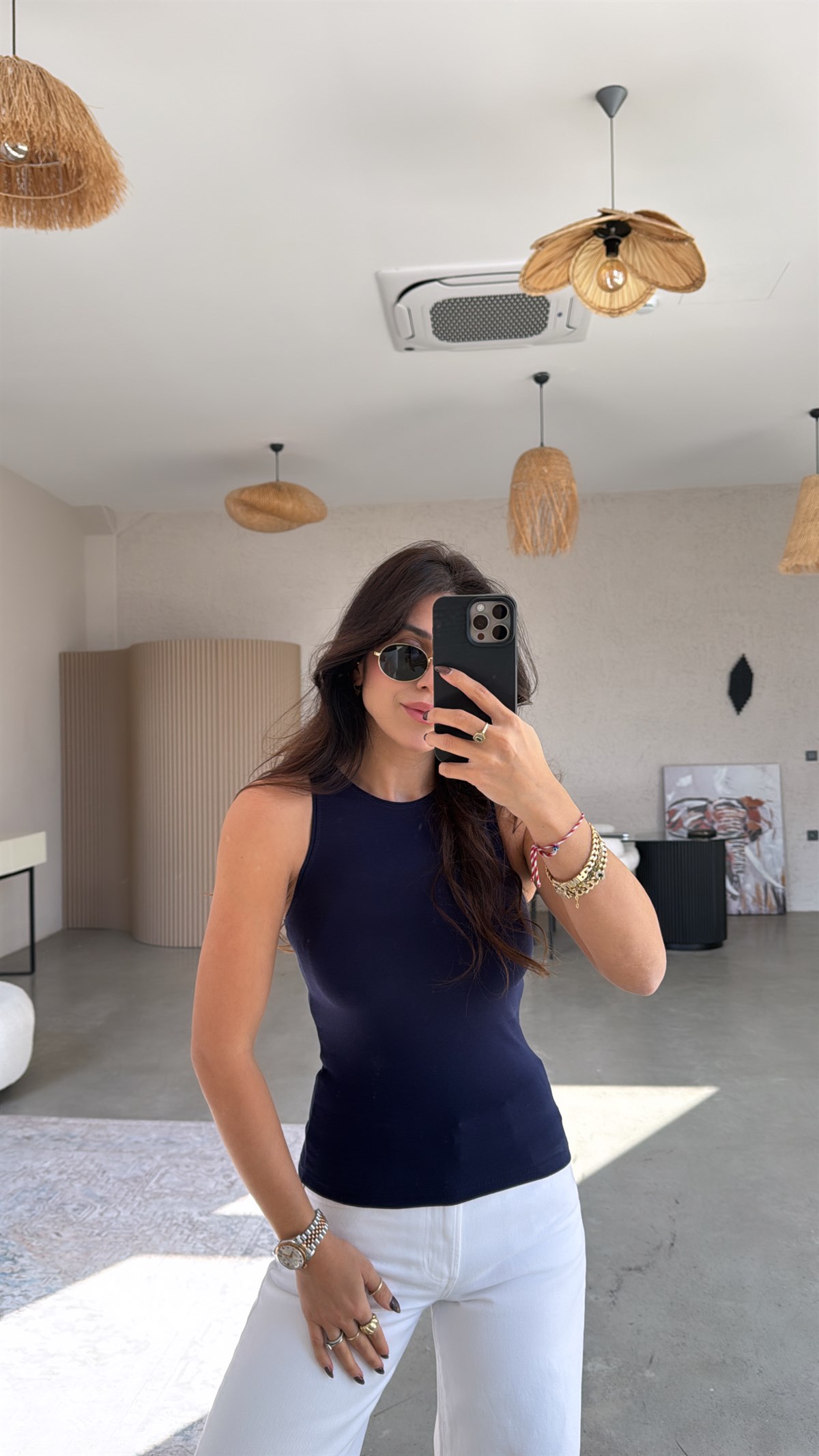 Lacivert Halter Yaka Pamuk Atlet