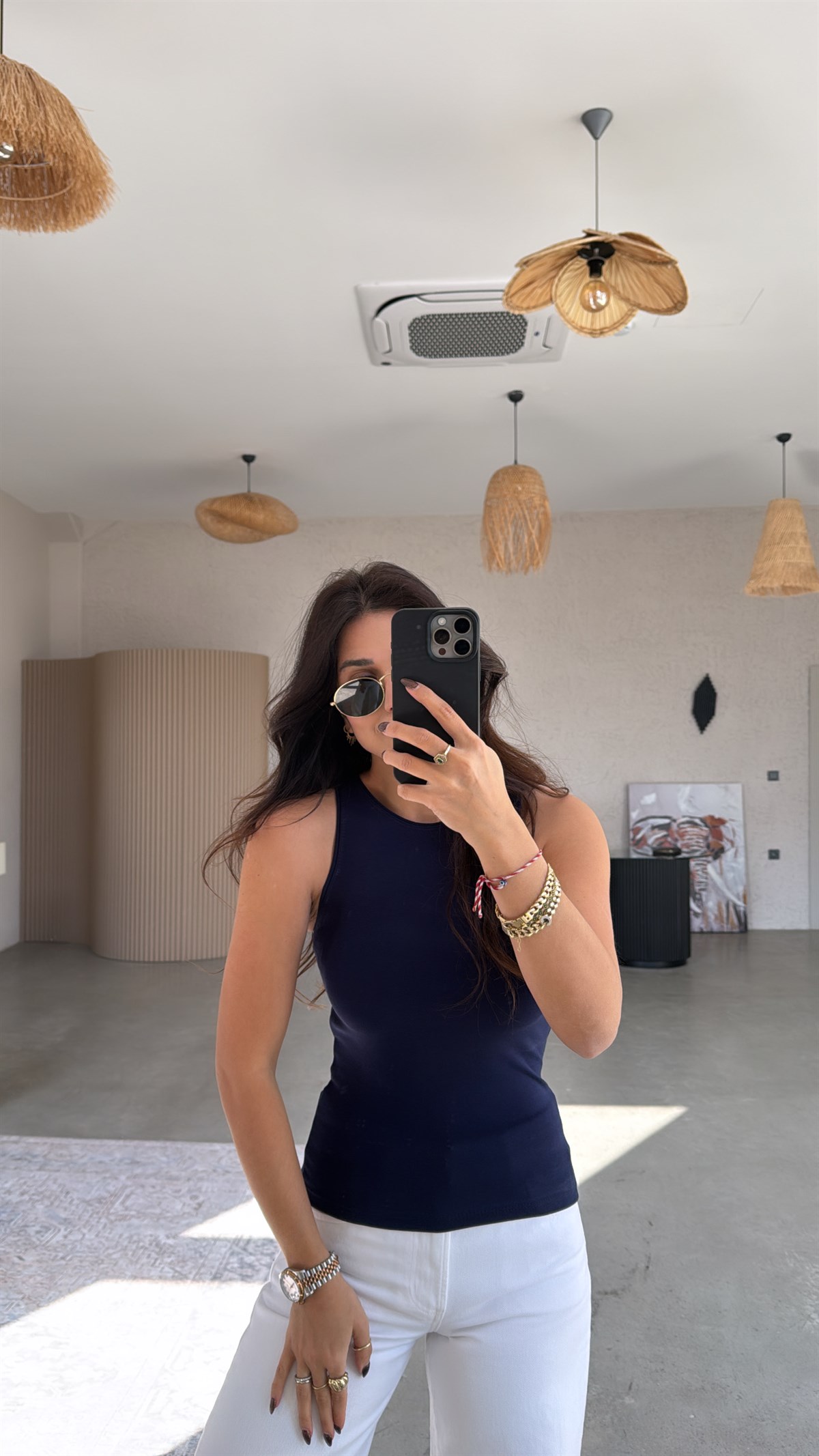 Lacivert Halter Yaka Pamuk Atlet