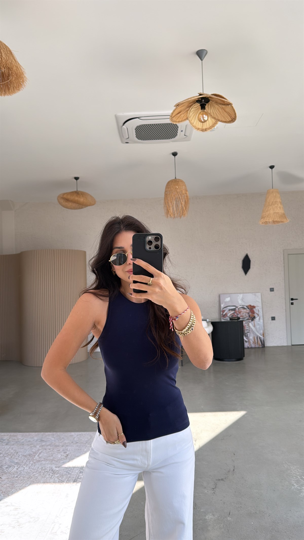 Lacivert Halter Yaka Pamuk Atlet