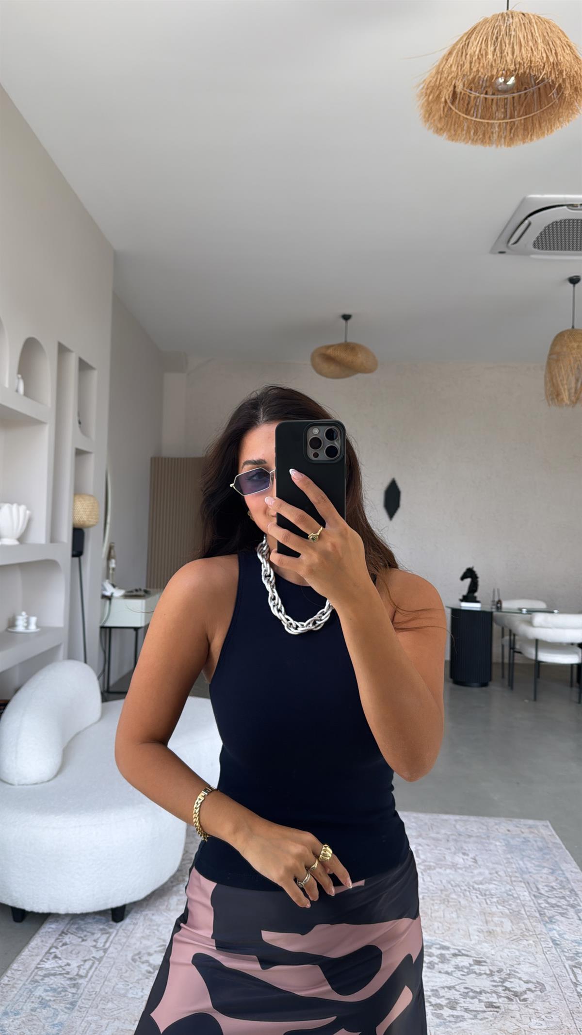 Lacivert Halter Yaka Yumuşak Modal Atlet