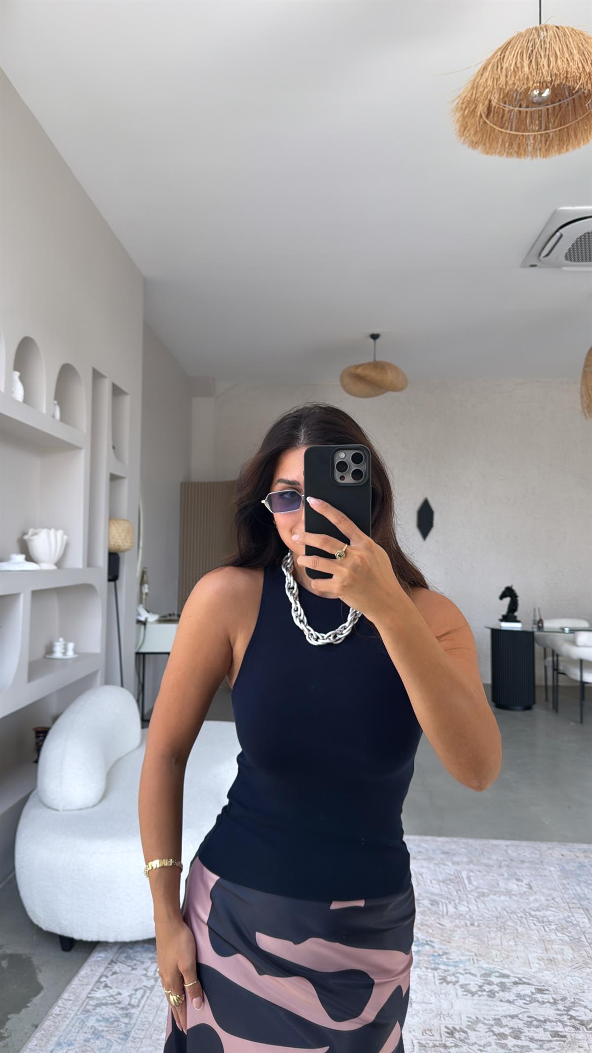 Lacivert Halter Yaka Yumuşak Modal Atlet