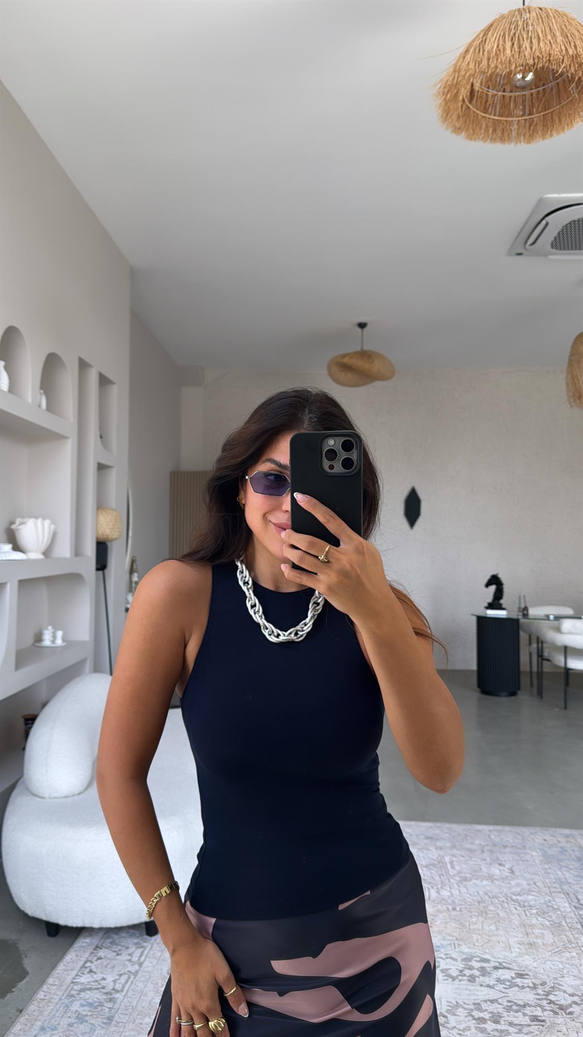 Lacivert Halter Yaka Yumuşak Modal Atlet