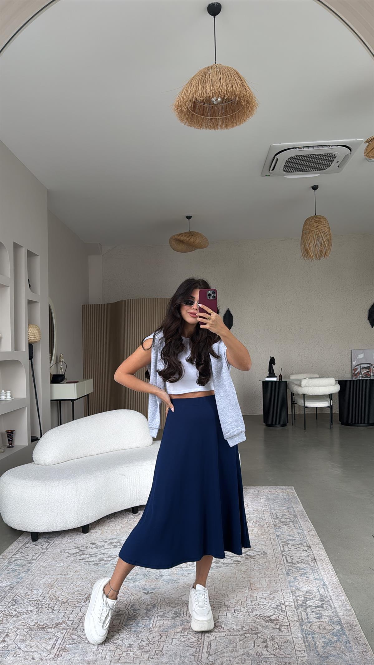 Lacivert Kaşkorse Etek