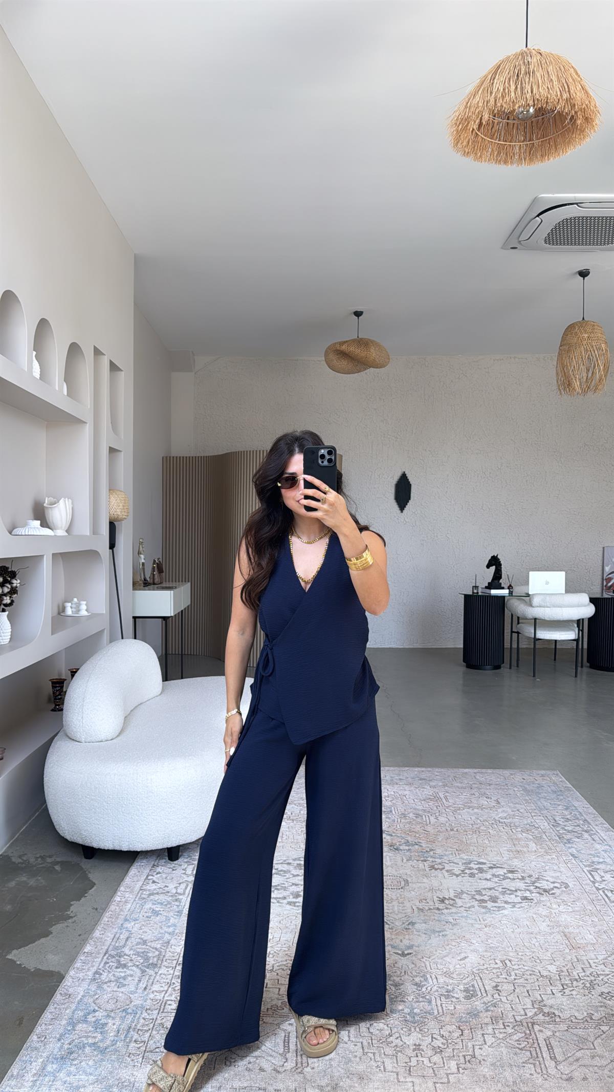 Lacivert Kruvaze Aerobin Takım