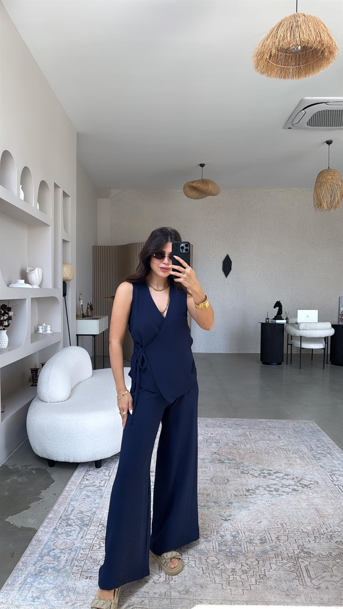 Lacivert Kruvaze Aerobin Takım