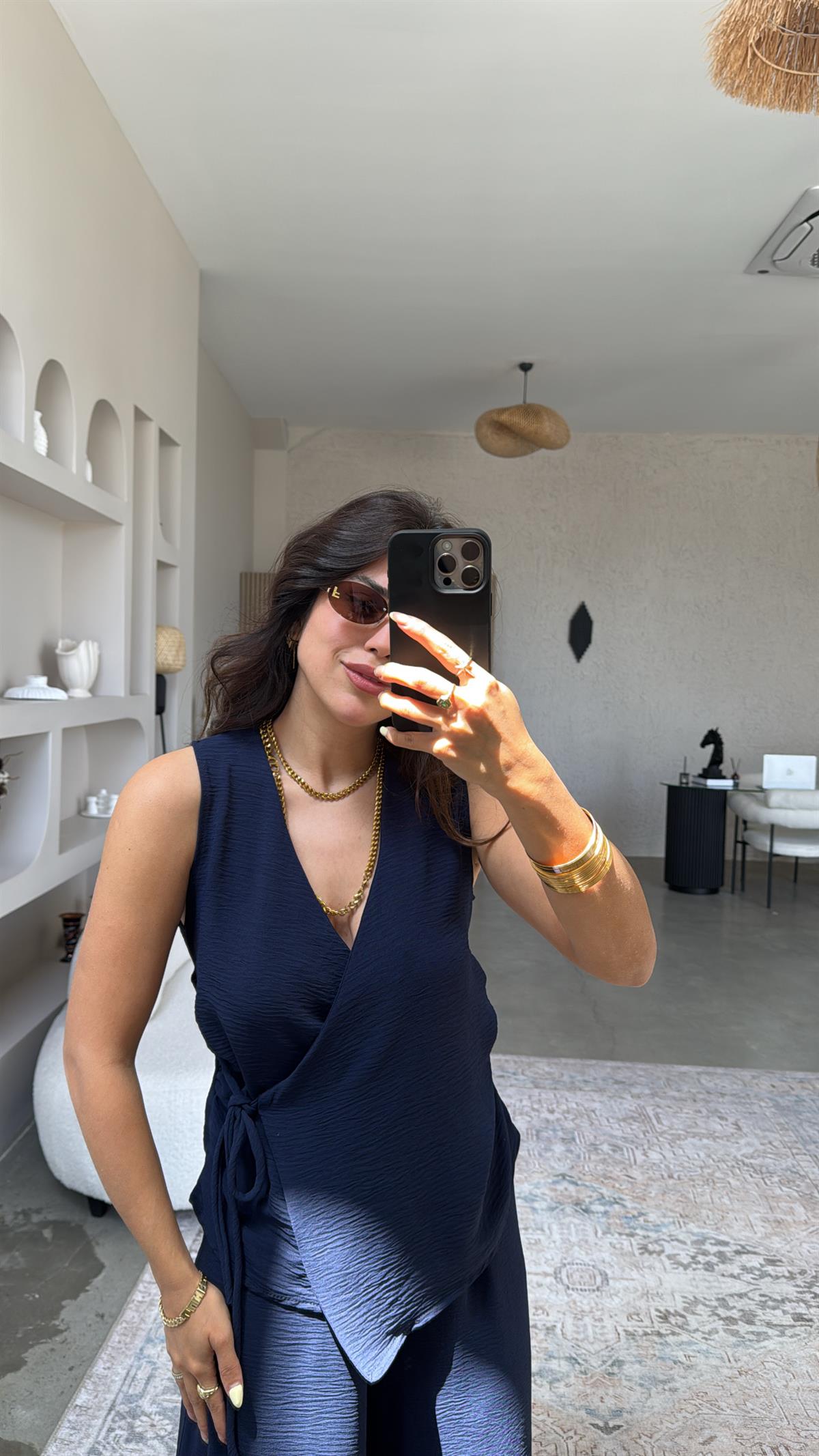 Lacivert Kruvaze Aerobin Takım