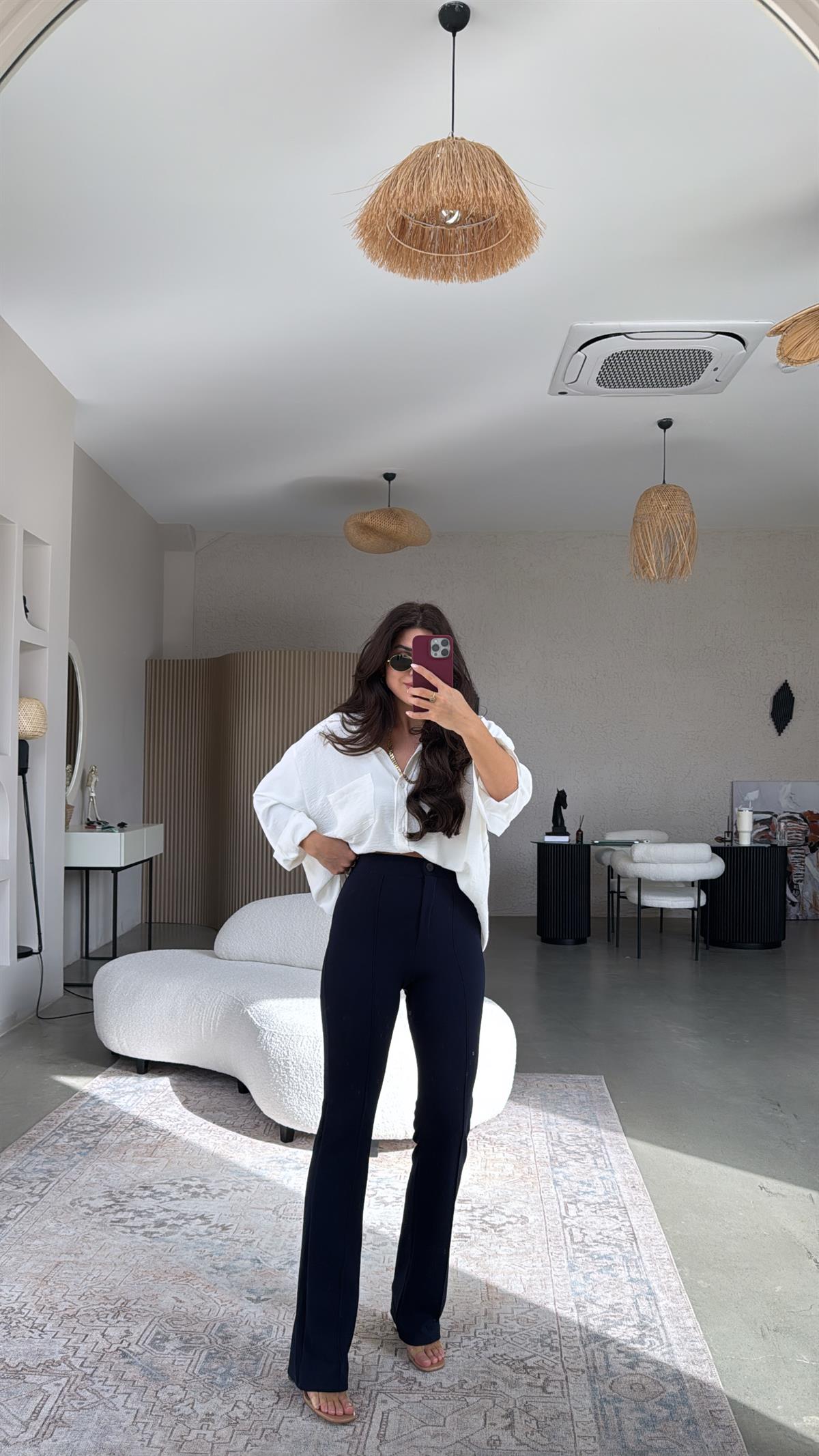 Lacivert Likra Kumaş Pantolon