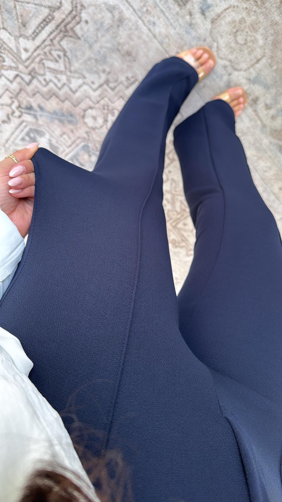 Lacivert Likra Kumaş Pantolon