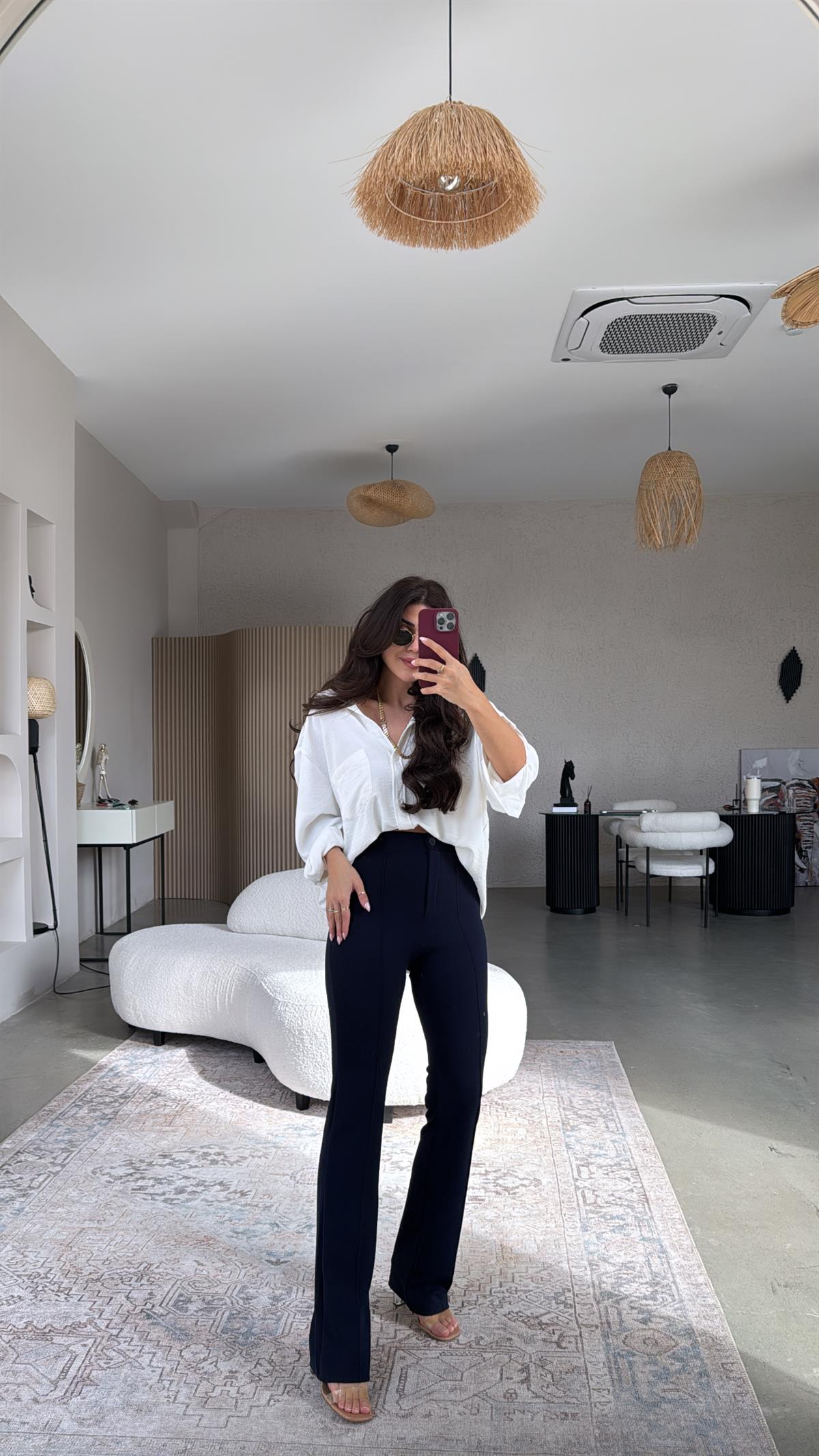 Lacivert Likra Kumaş Pantolon