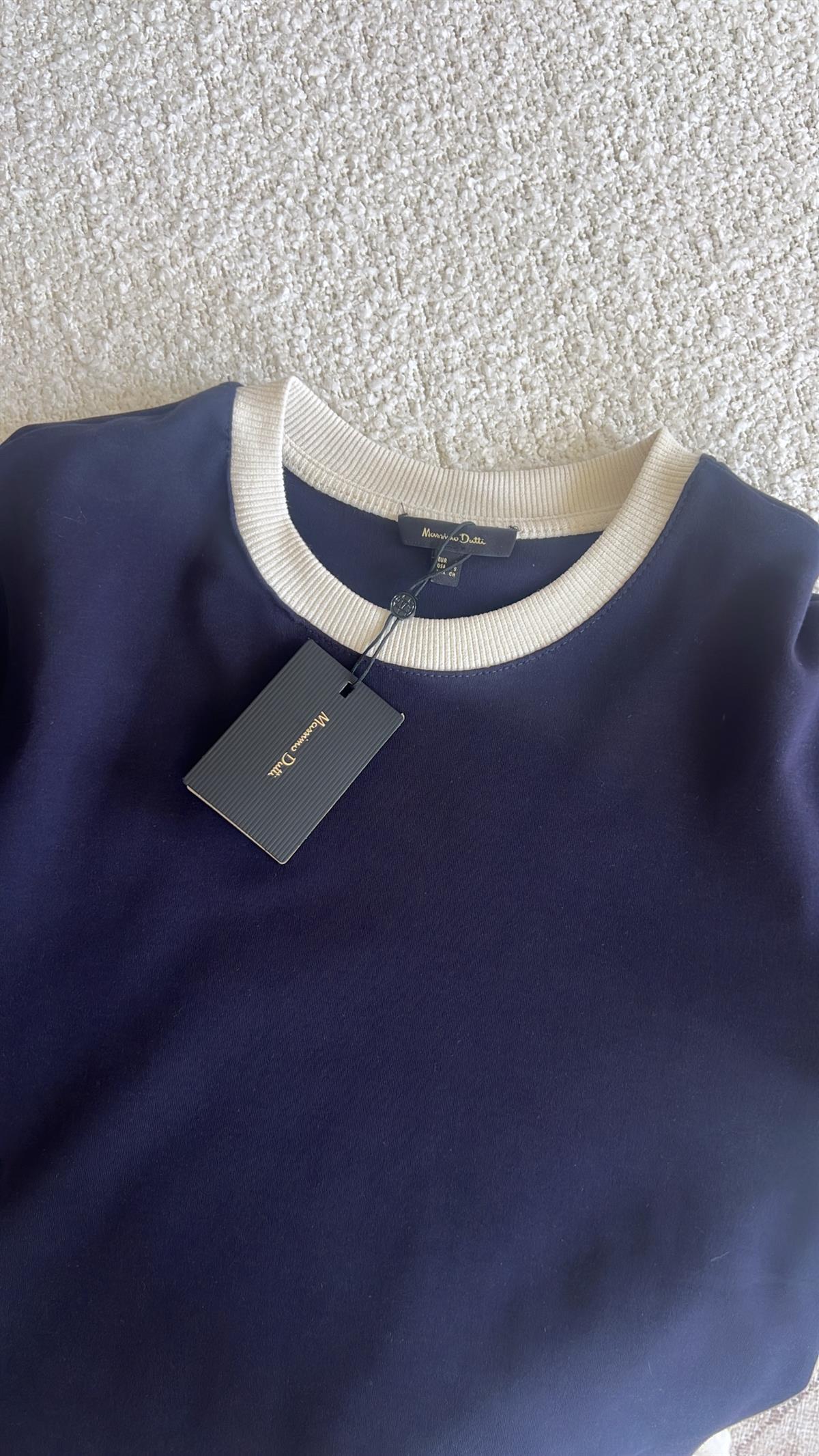 Lacivert Massi Bisiklet Yaka Tshirt