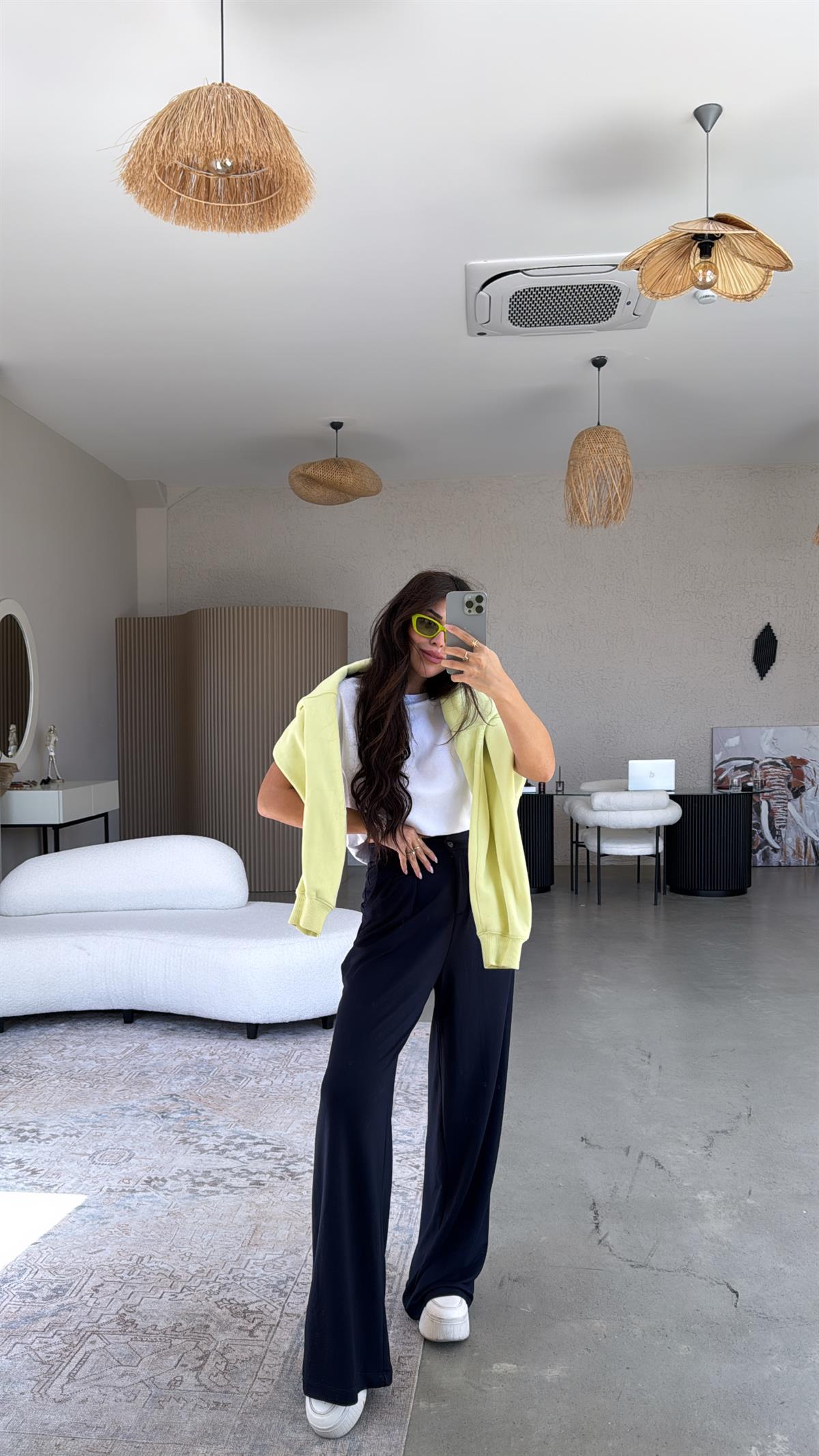 Lacivert Modal Relax Pantolon