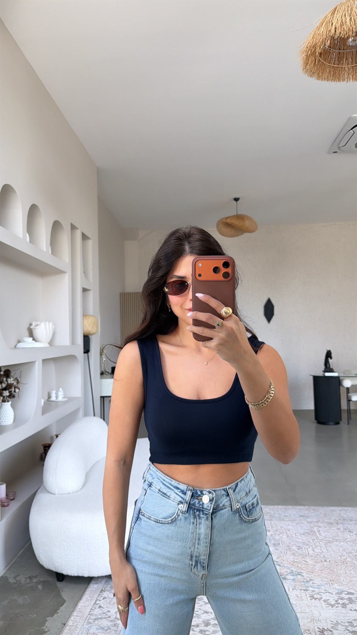 Lacivert Ön Arka Oval Oys Crop Atlet