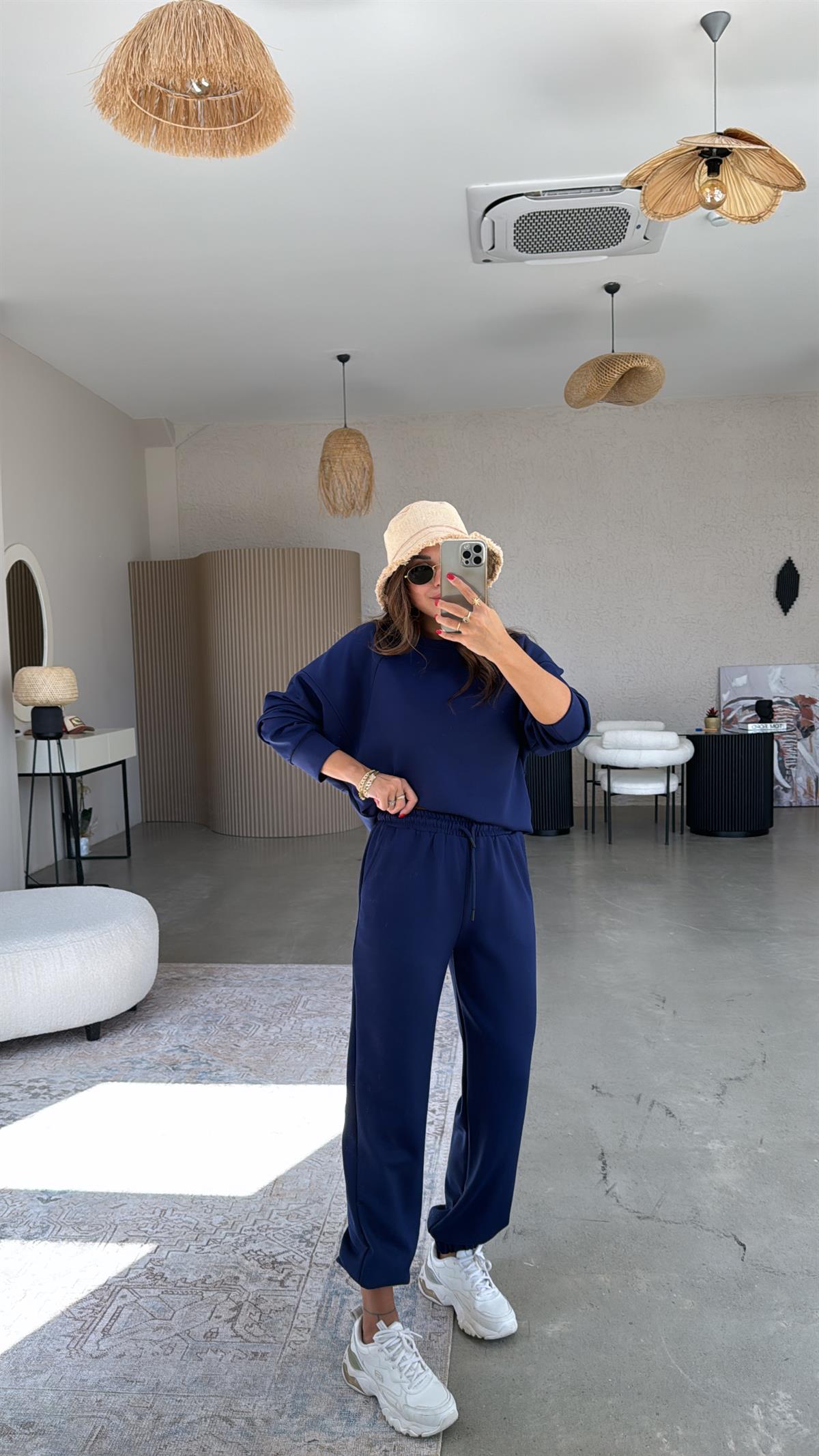 Lacivert Oys Kumaş Paça Lastikli Takım