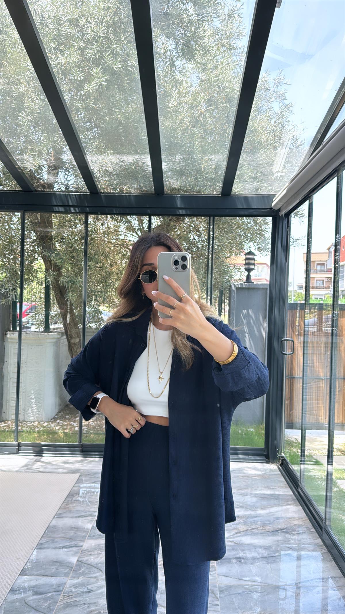 Lacivert Paça Pensli Pantolon Gömlek Takım