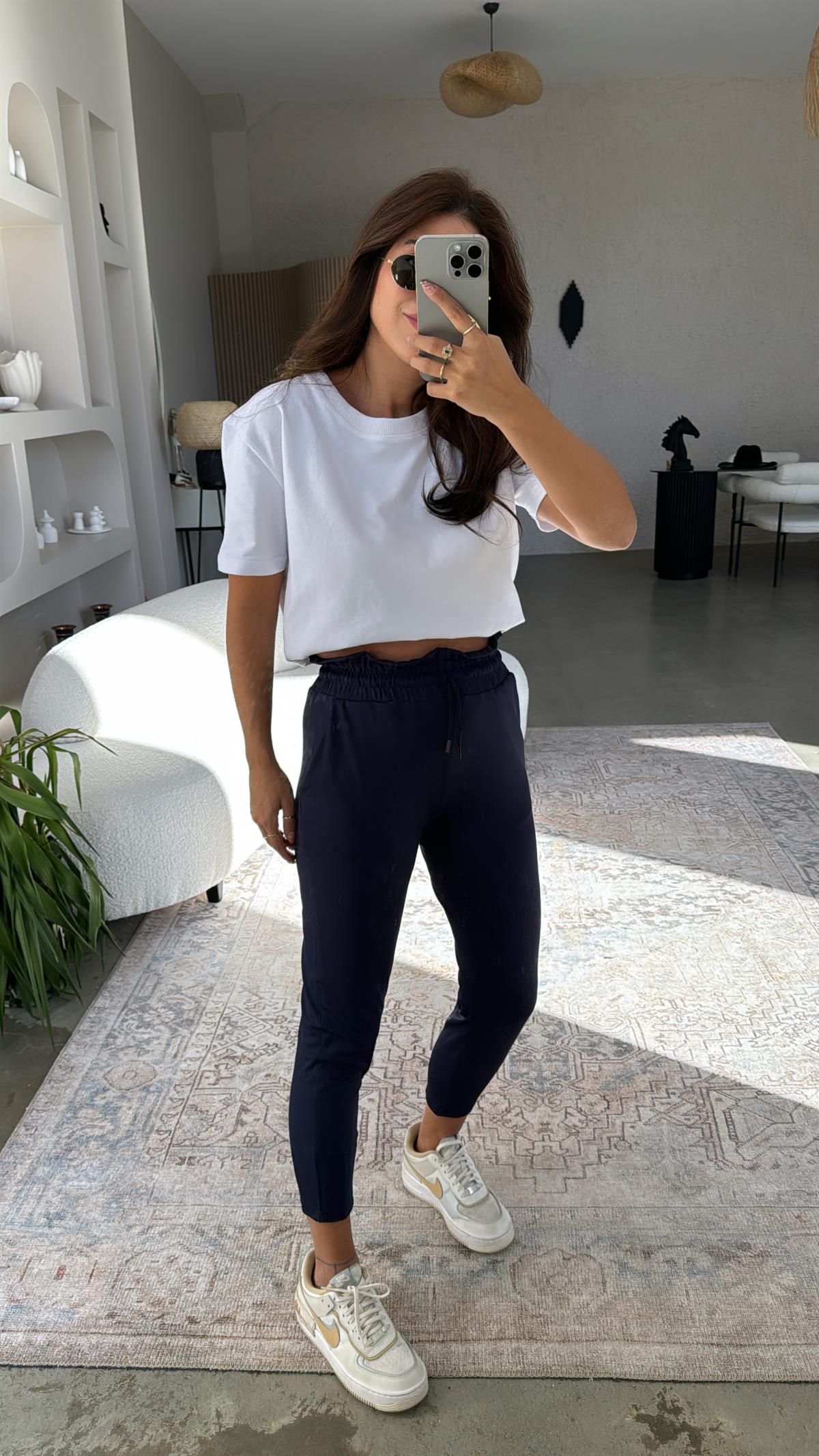 Lacivert Paça Pensli Scuba Pantolon