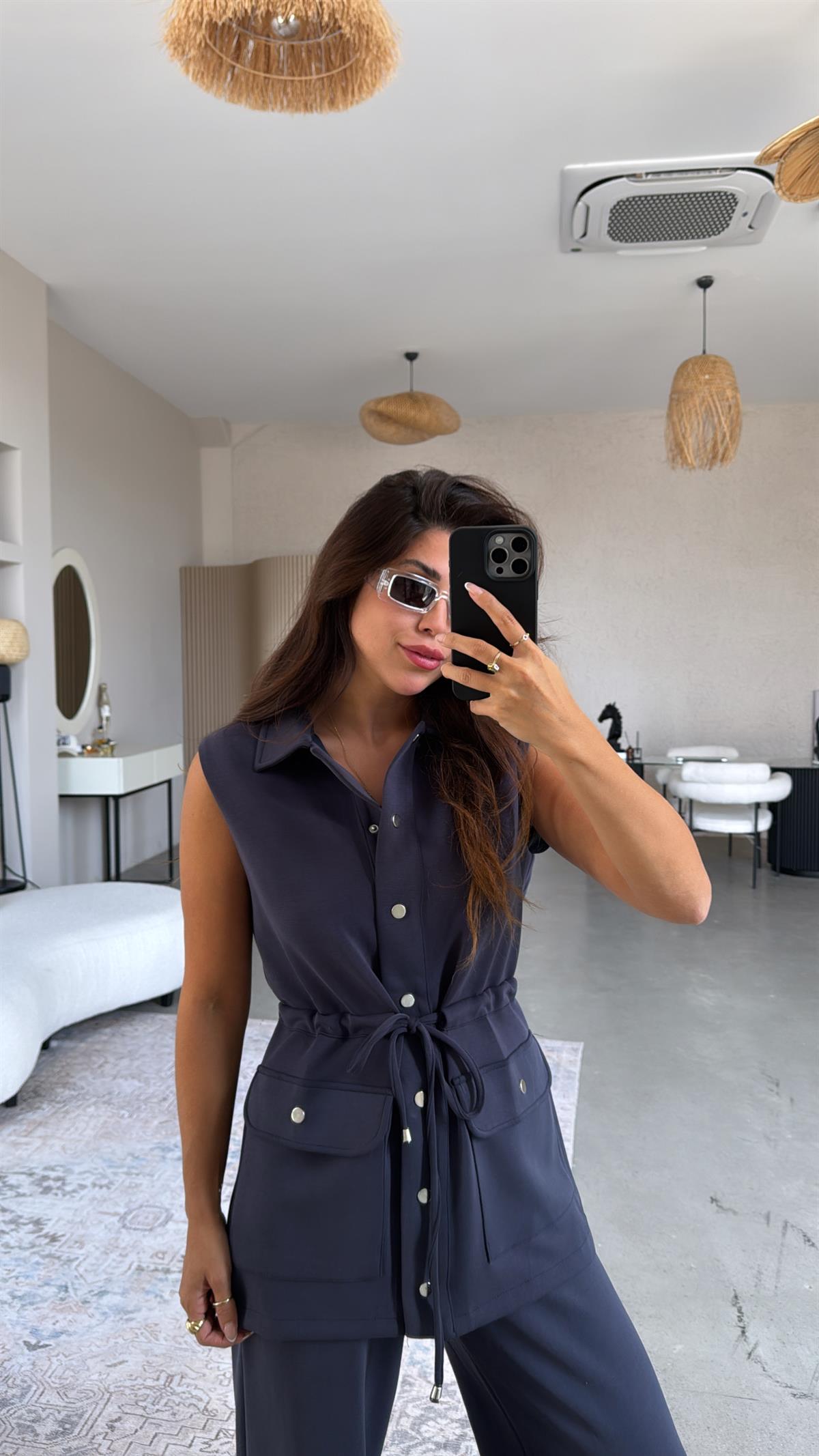 Lacivert Premium Modal Yelek Pantolon Takım