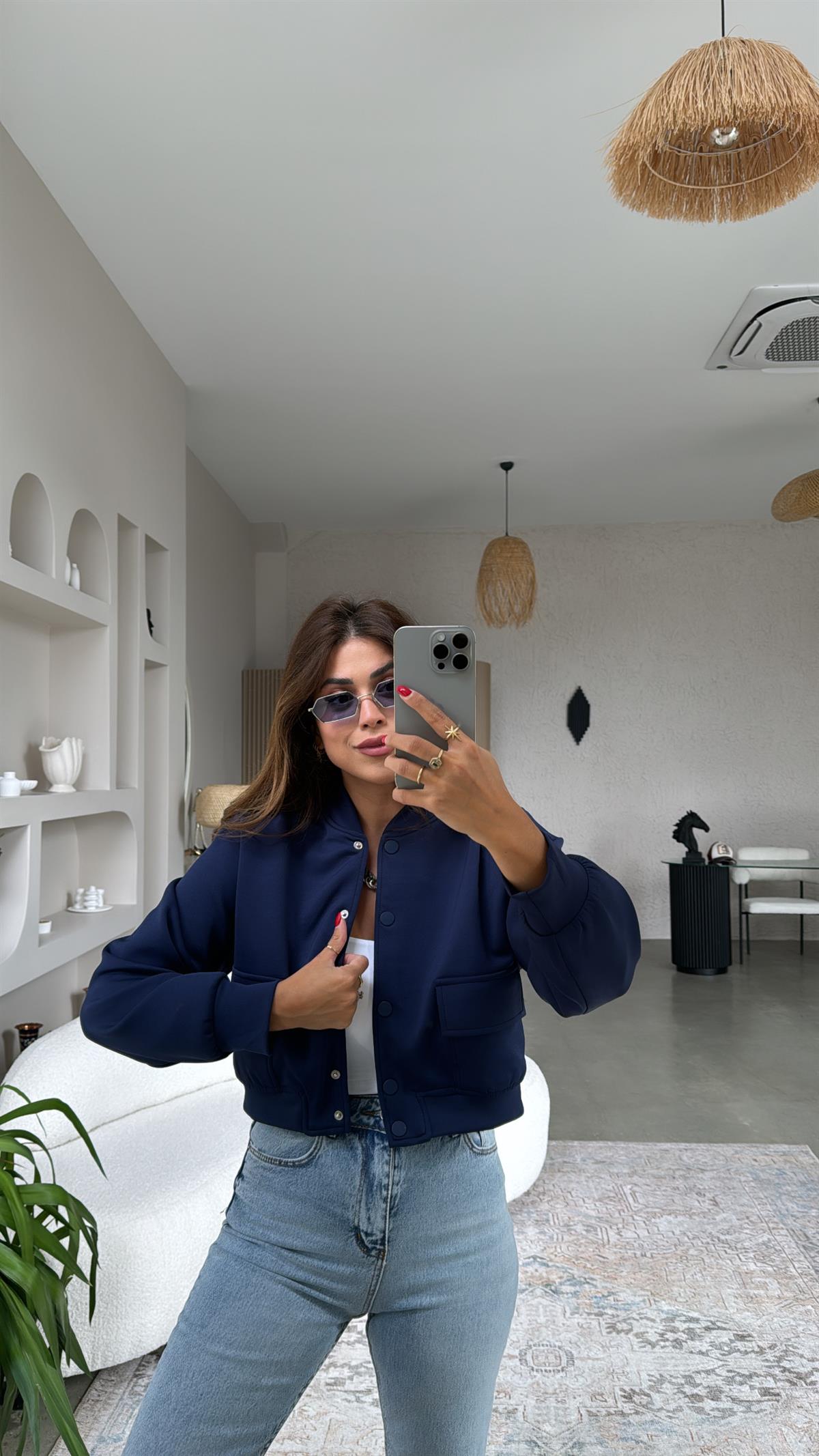Lacivert Scuba Bomber Ceket