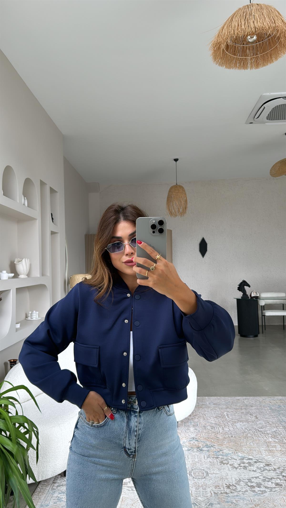 Lacivert Scuba Bomber Ceket