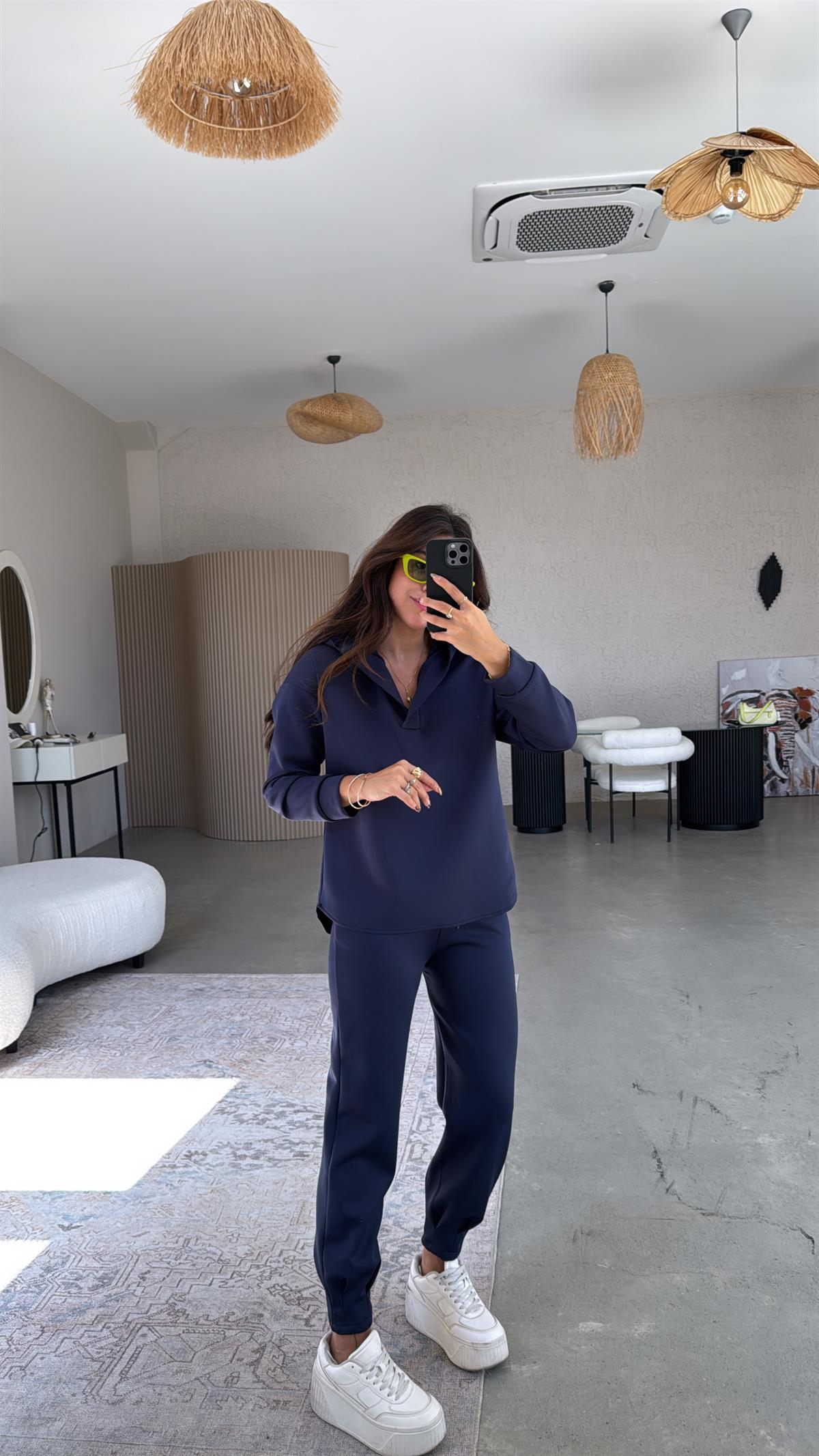 Lacivert Scuba Kapüşonlu Takım