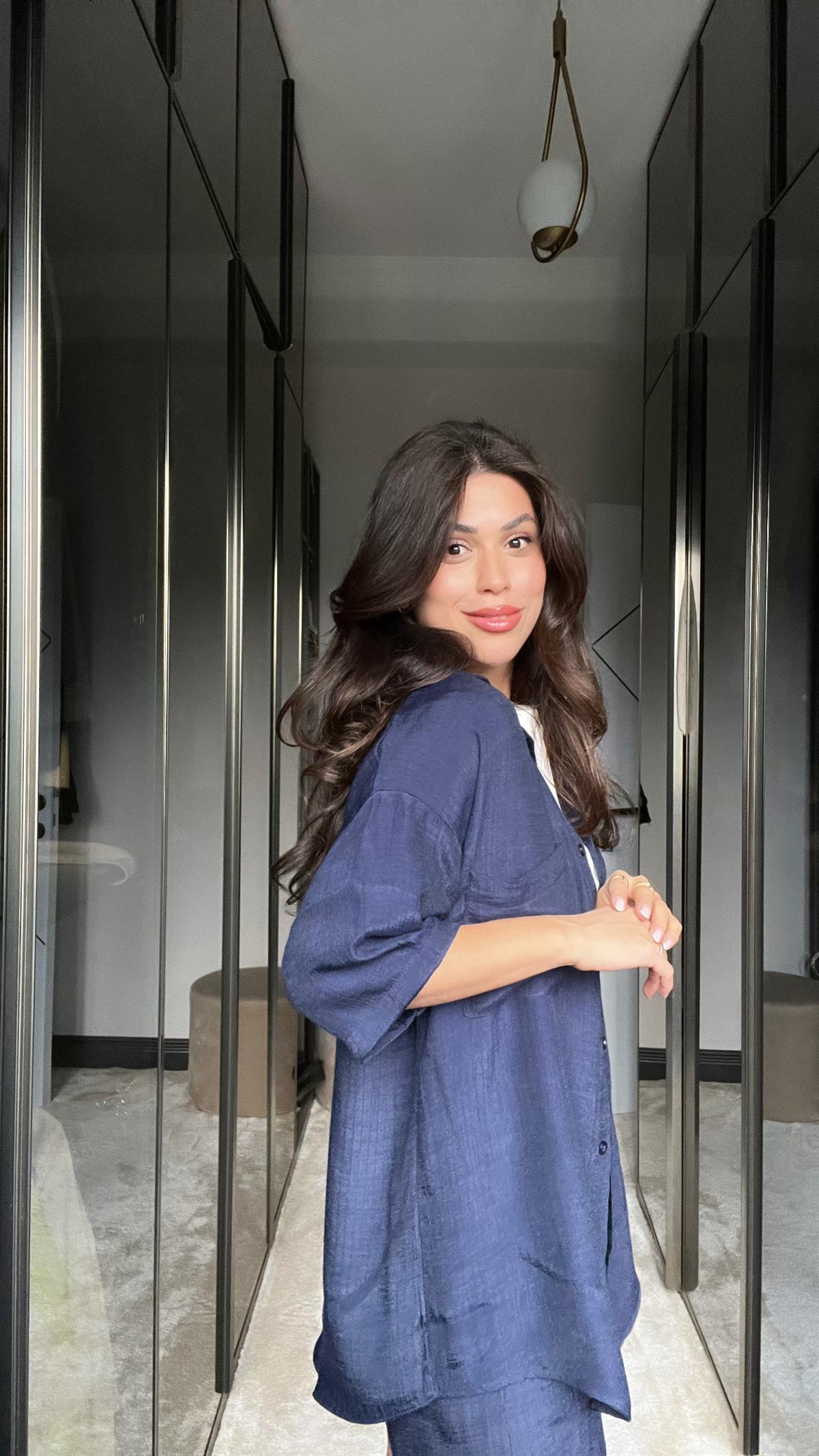 Lacivert Şort Gömlek Takım