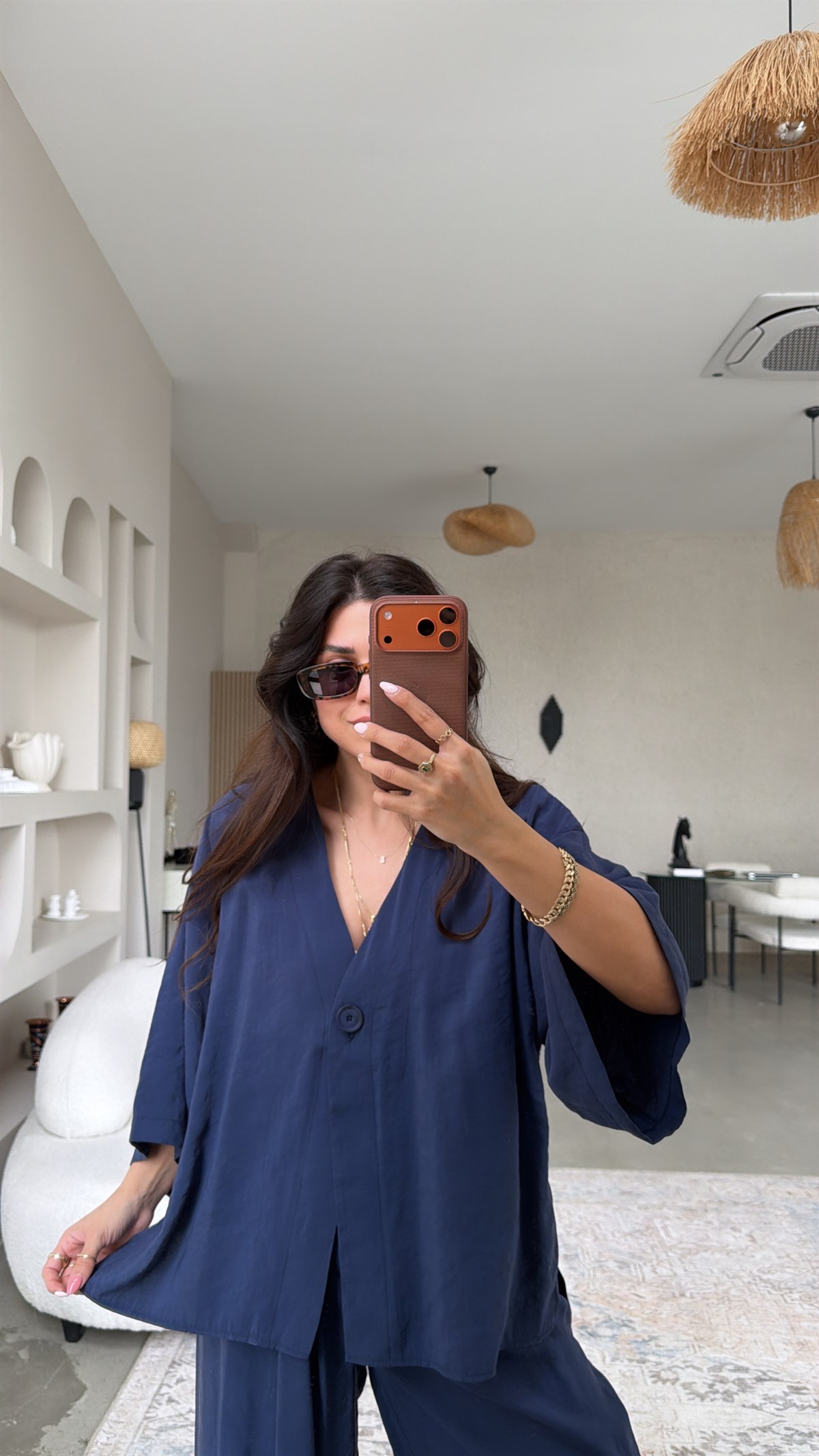 Lacivert Tek Düğme Ceket Pantolon Tensel Takım