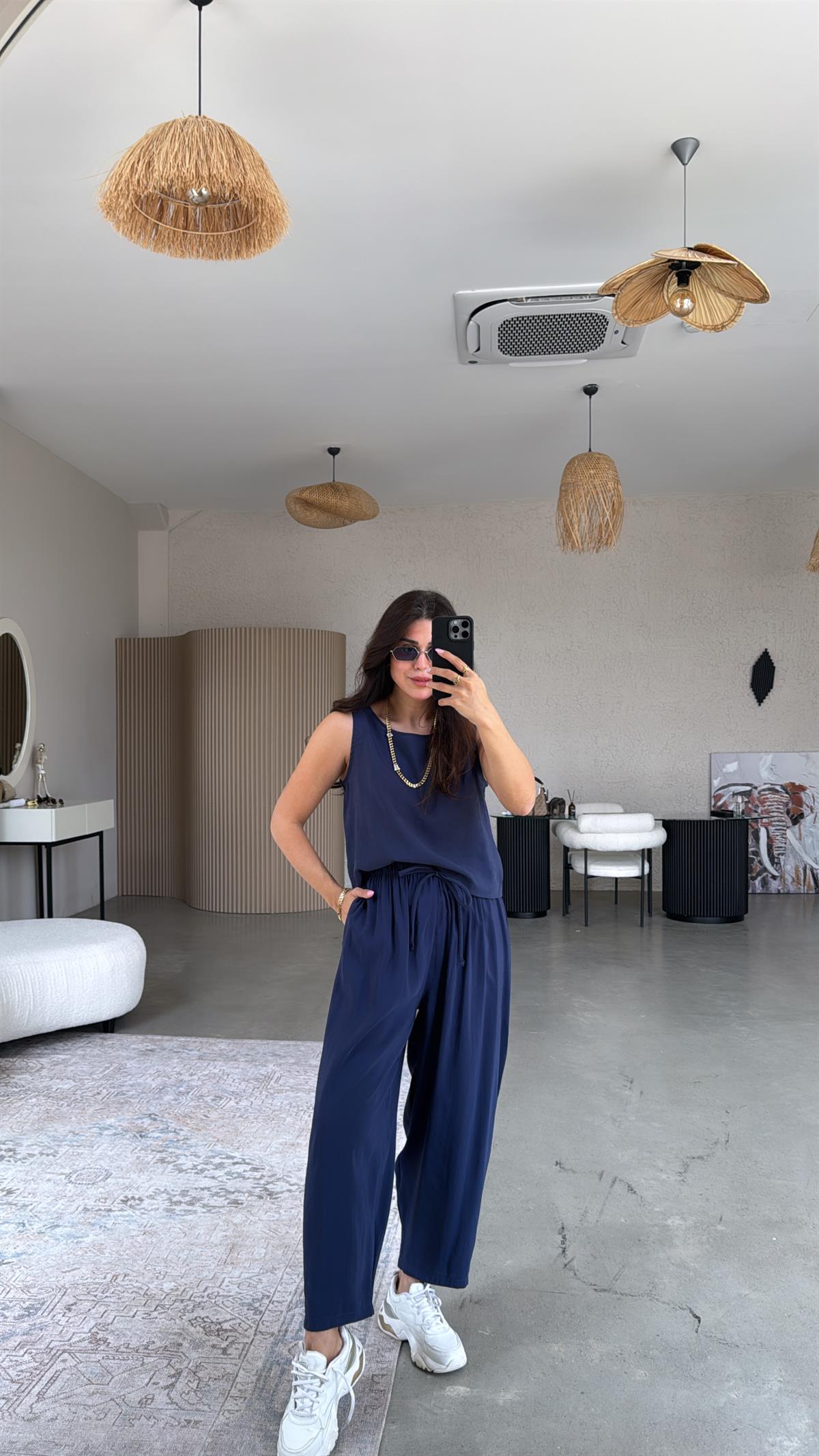 Lacivert Tensel Cepli Takım