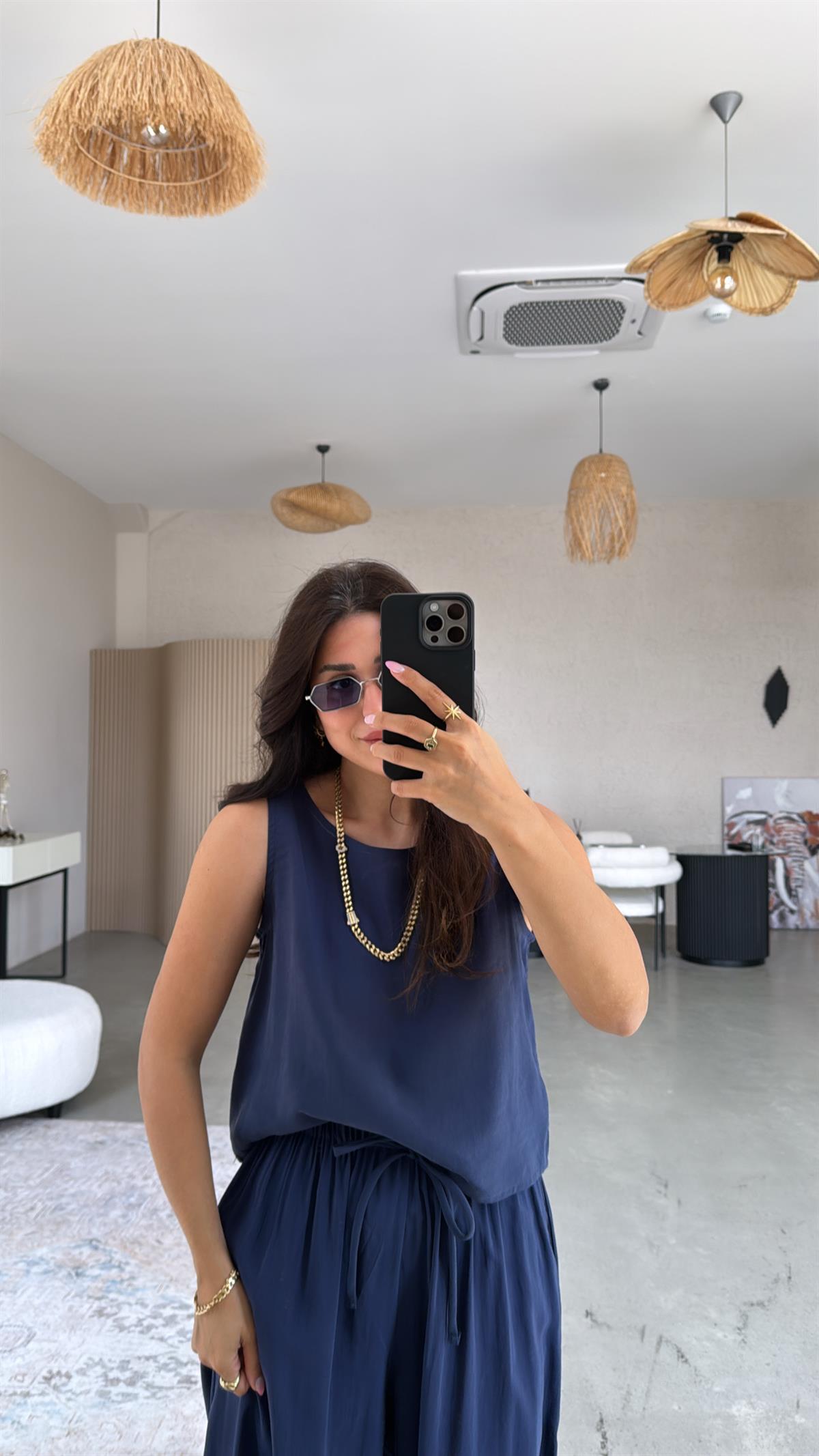 Lacivert Tensel Cepli Takım